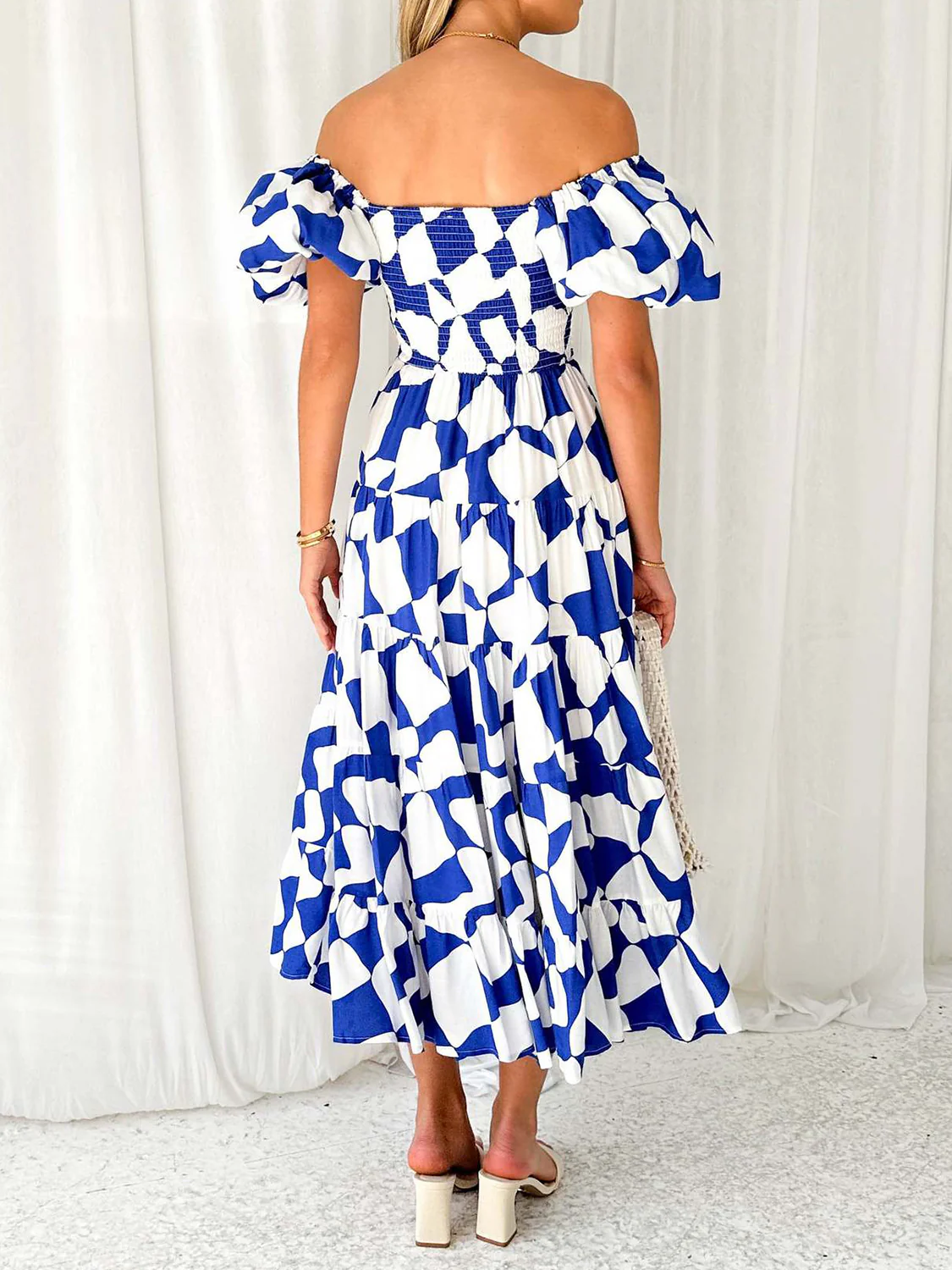 Tiered Smocked Puff Sleeve Dress