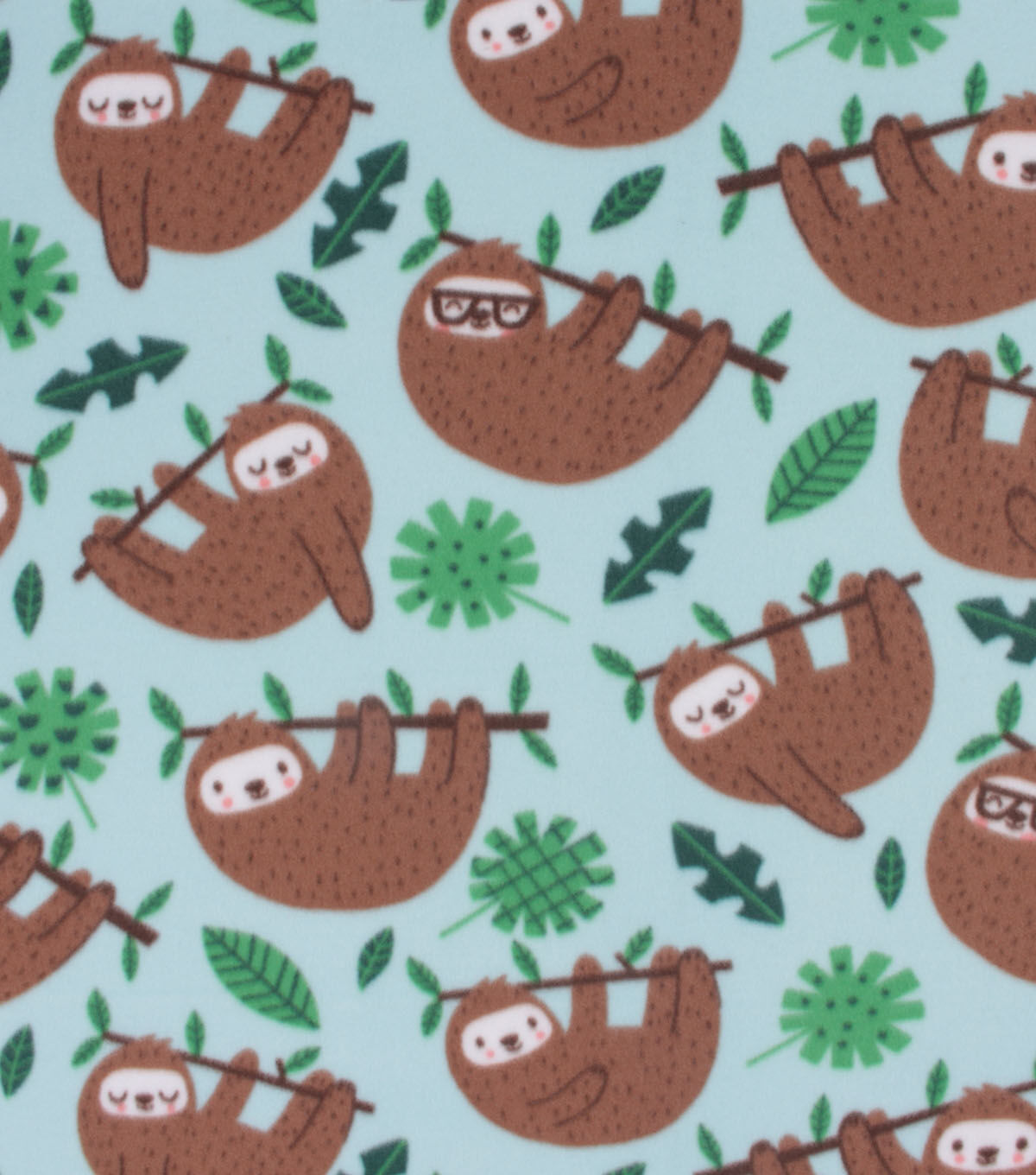 Blizzard Fleece Fabric Happy Hanging Sloth