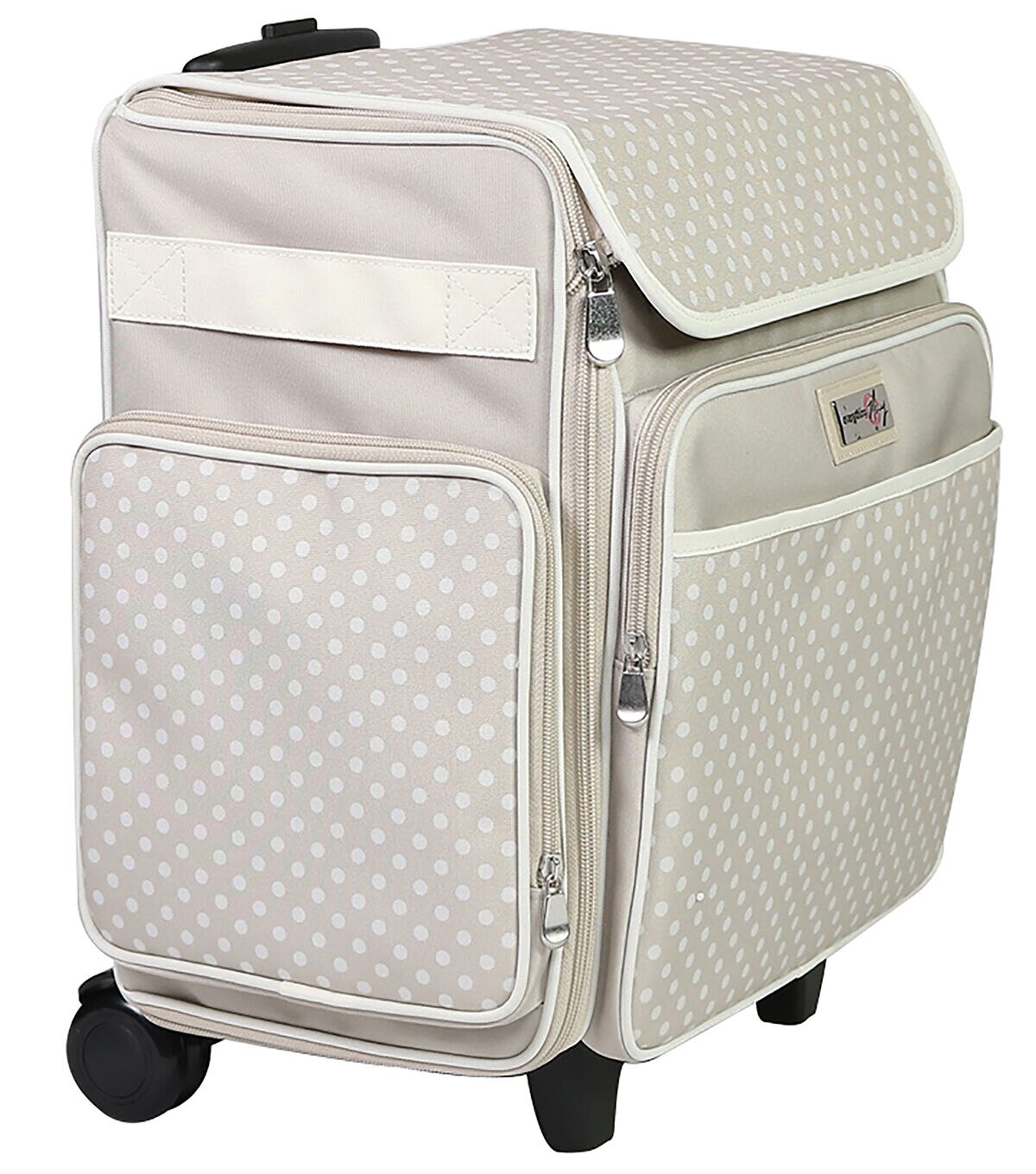 Everything Mary 16 Dots on Tan Collapsible Rolling Sewing Machine Case