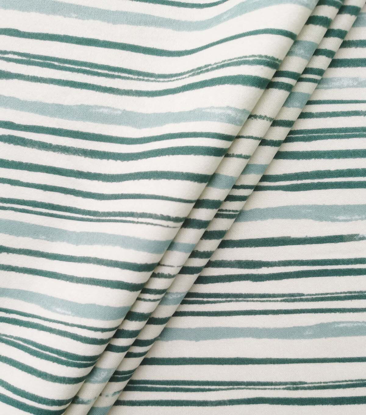 Green & Blue Painted Stripe Luxe Flannel Fabric
