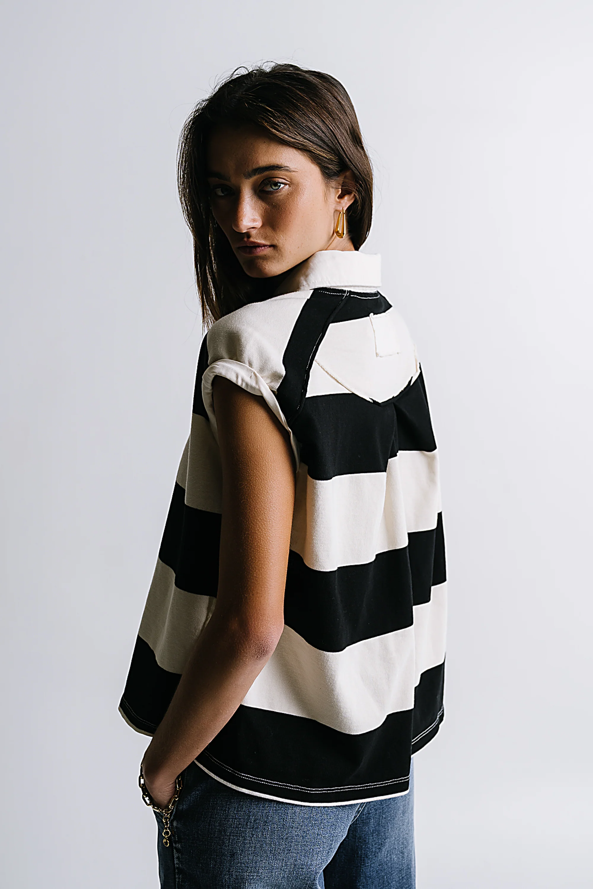 Blake Striped top in Black