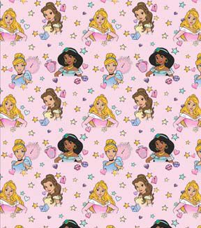 Disney Princesses on Pink Fleece Fabric