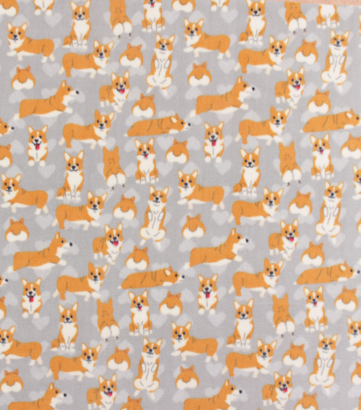 Corgis on Gray Anti Pill Fleece Fabric