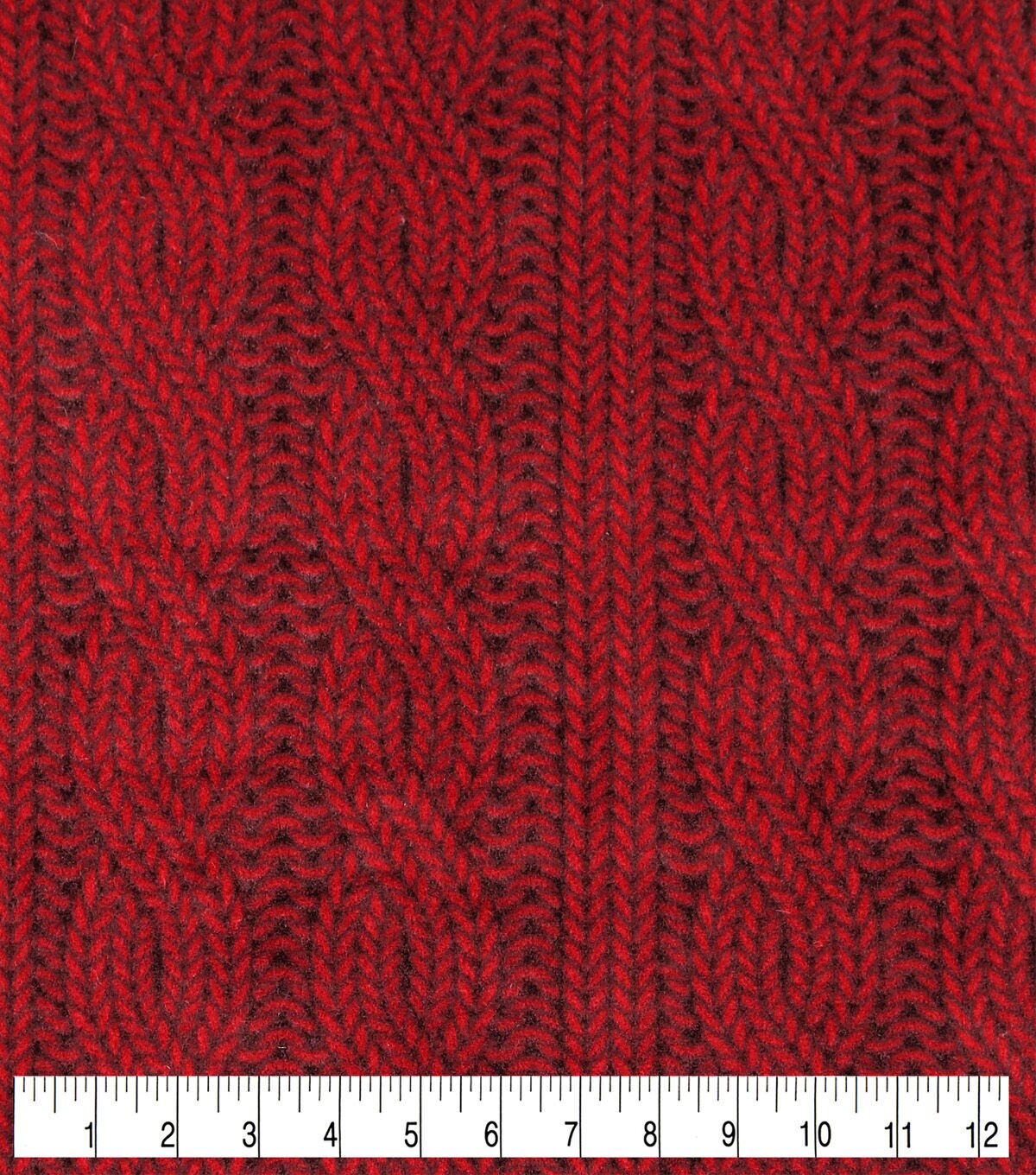 Red Cable Knit Anti Pill Fleece Fabric