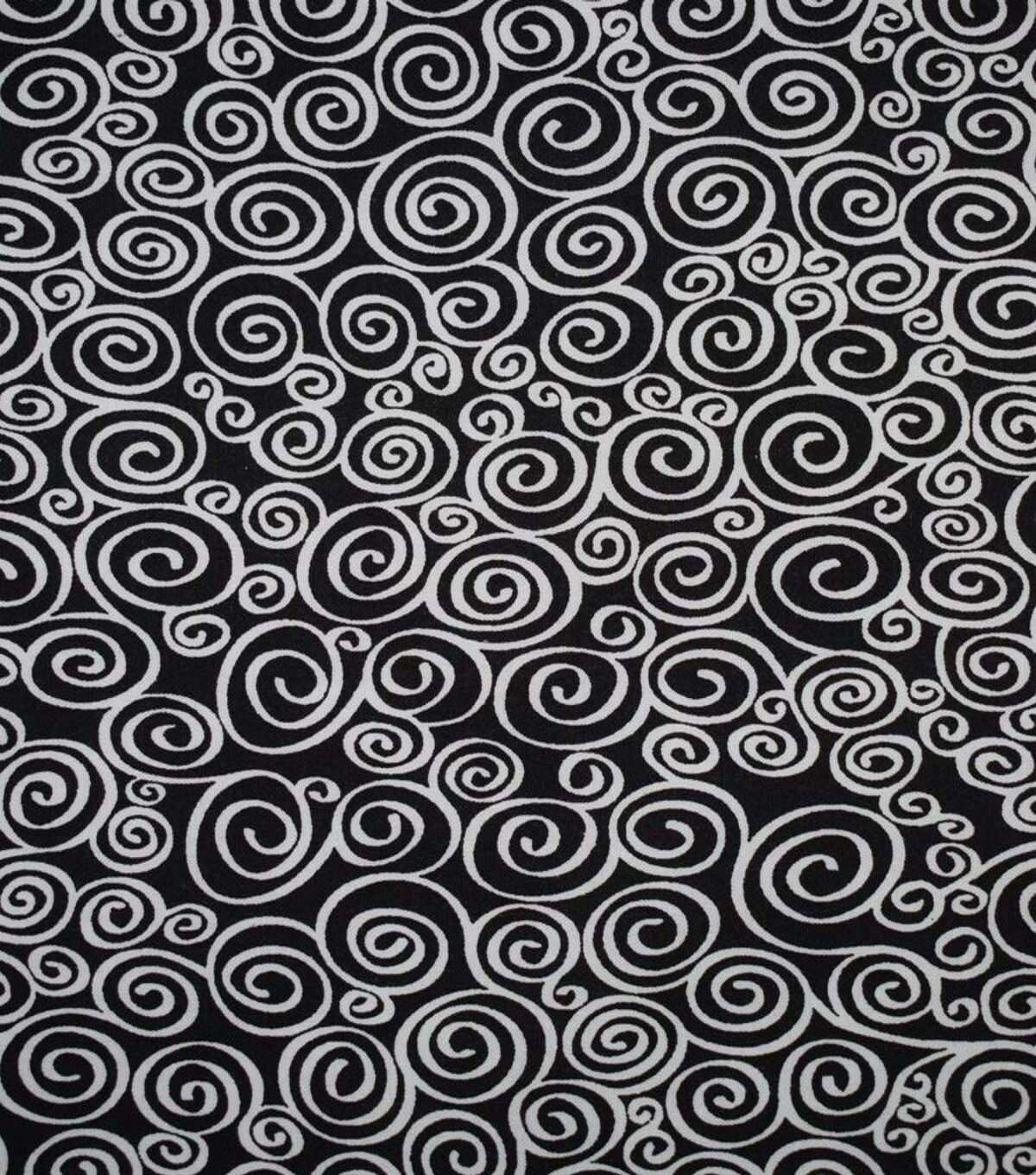White Swirls on Black Quilt Cotton Fabric by Quilter's Showcase