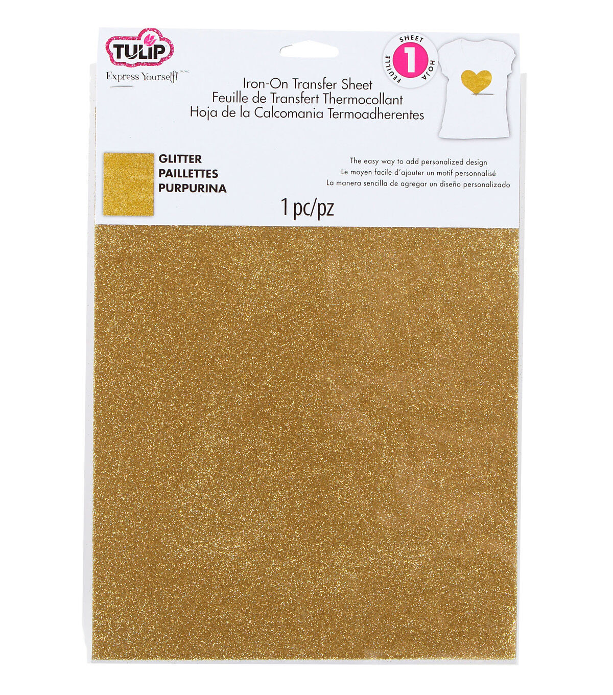 Tulip Iron-On Transfer Sheets Gold Glitter