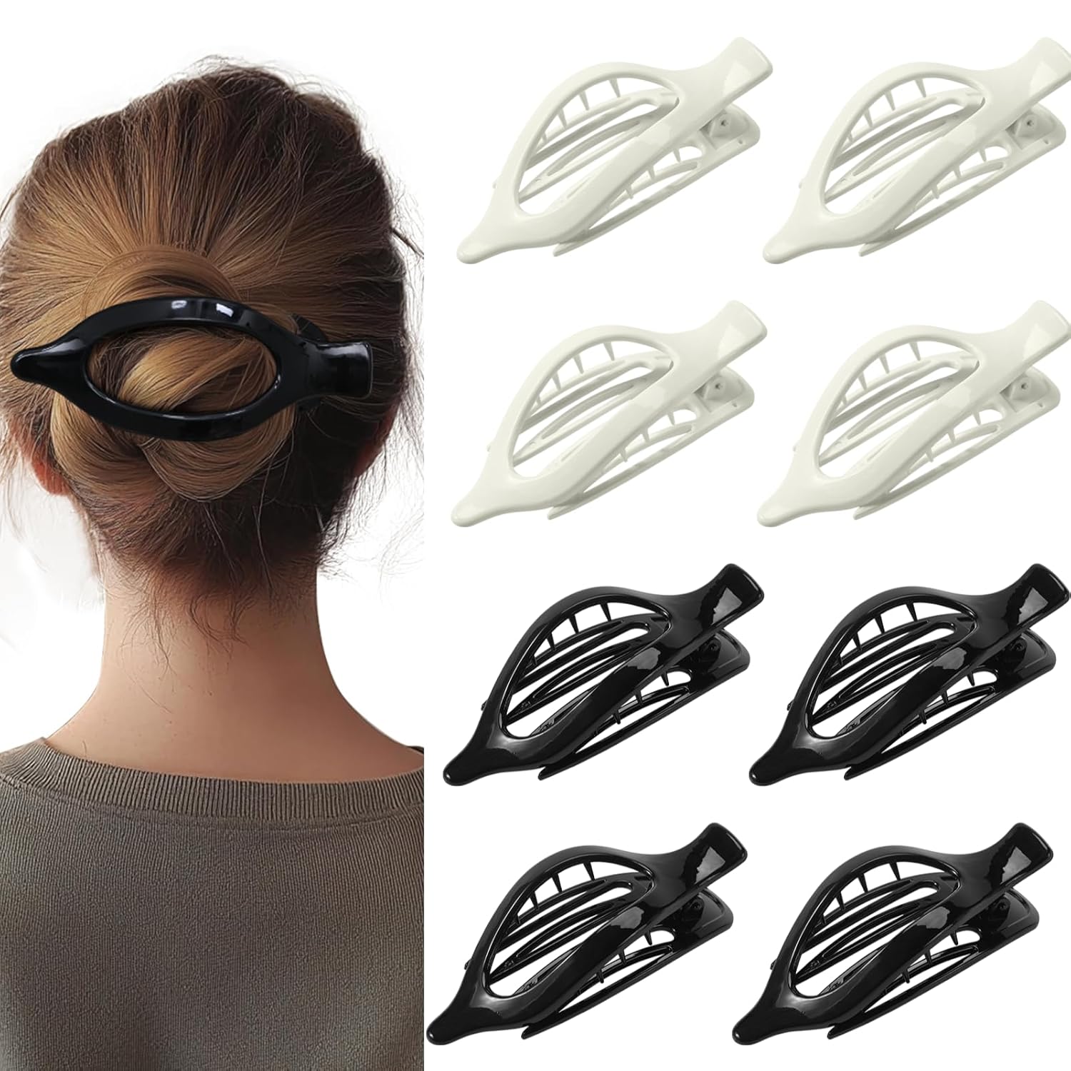 8 Pack Flat Hair Clips for Women,Matte No Crease Flat Claw Clips, Large Strong Hold Barrettes for Thick & Thin Hair, French Duckbill Styling Accessories