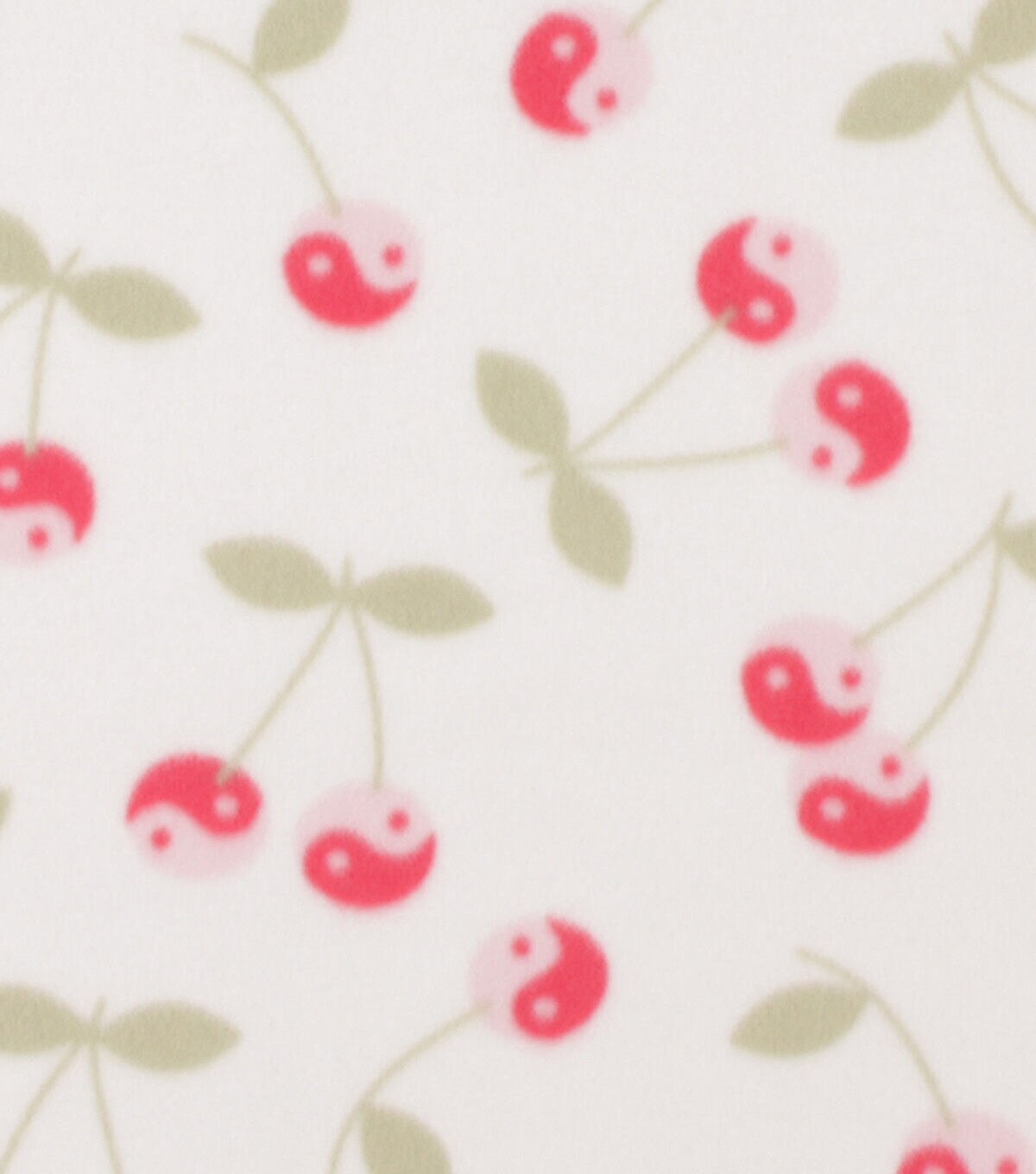 Nostalgic Cherries on White Blizzard Fleece Fabric