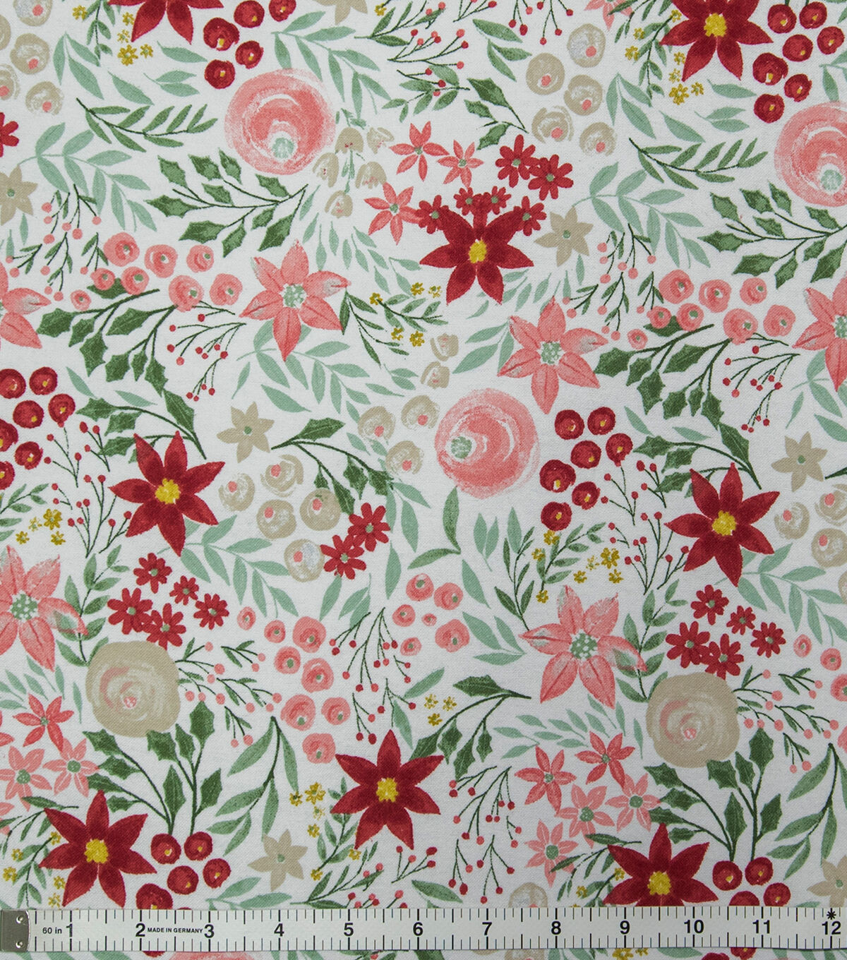 Super Snuggle Watercolor Poinsettia Flannel Fabric