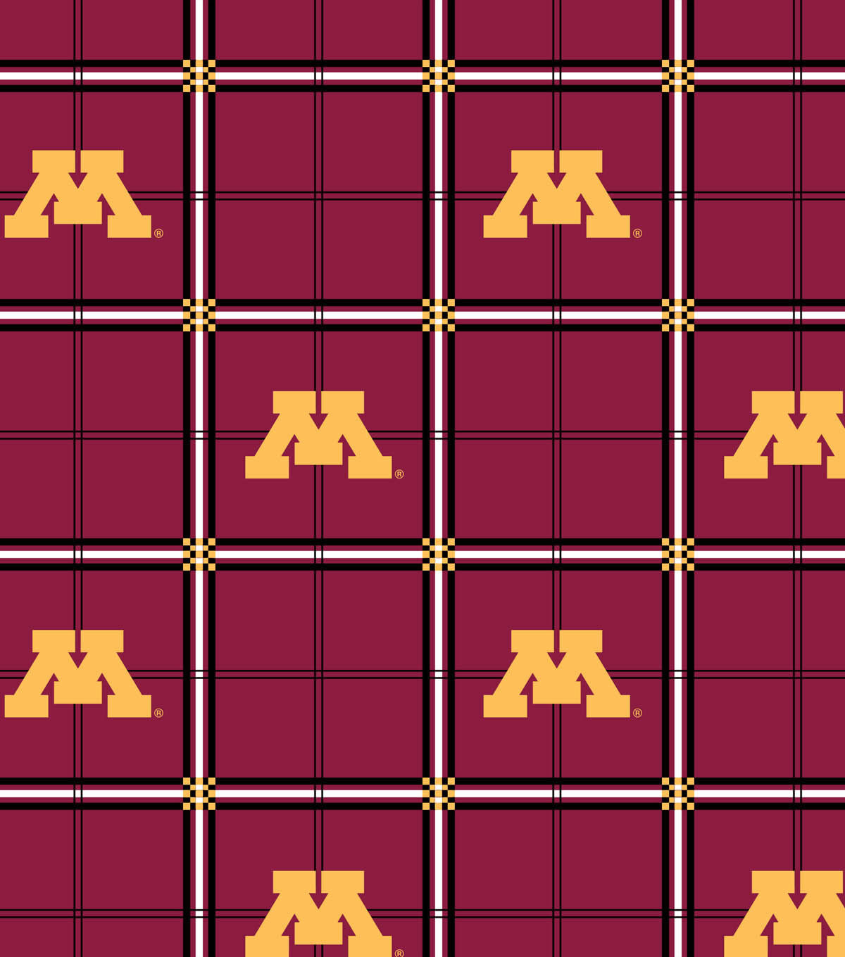 University of Minnesota Gophers Flannel Fabric 42 Plaid