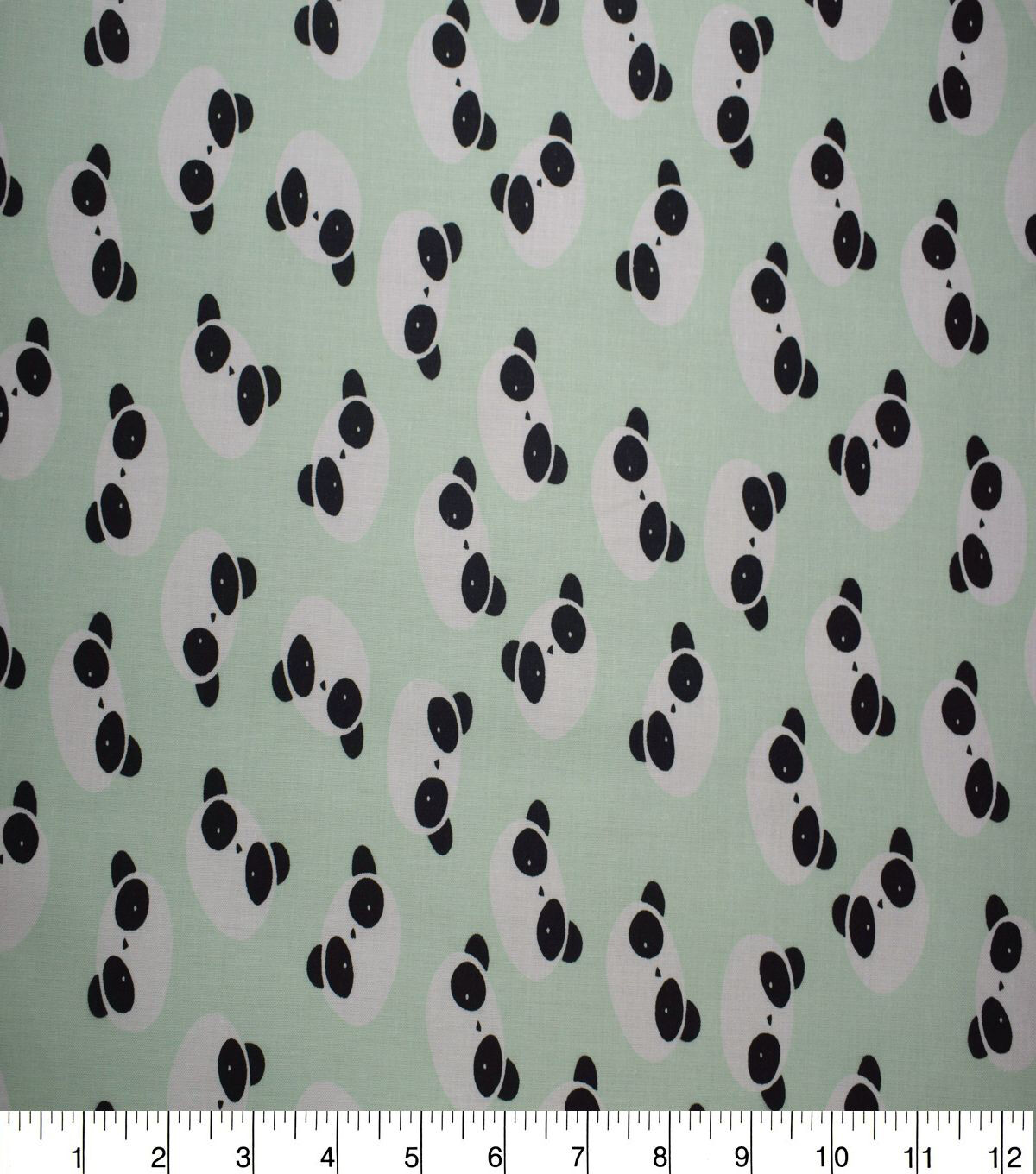 Panda Heads on Mint Quilt Cotton Fabric by Quilter's Showcase