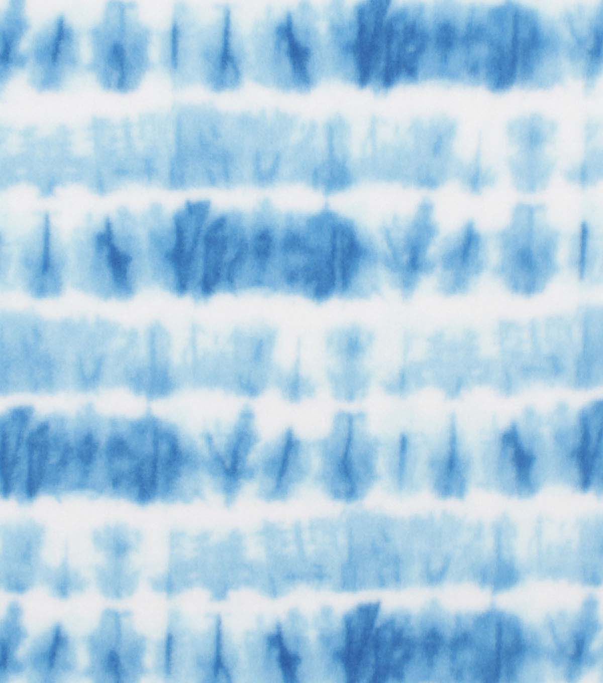 Blue & White Watercolor Tie Dye Anti Pill Plush Fleece Fabric