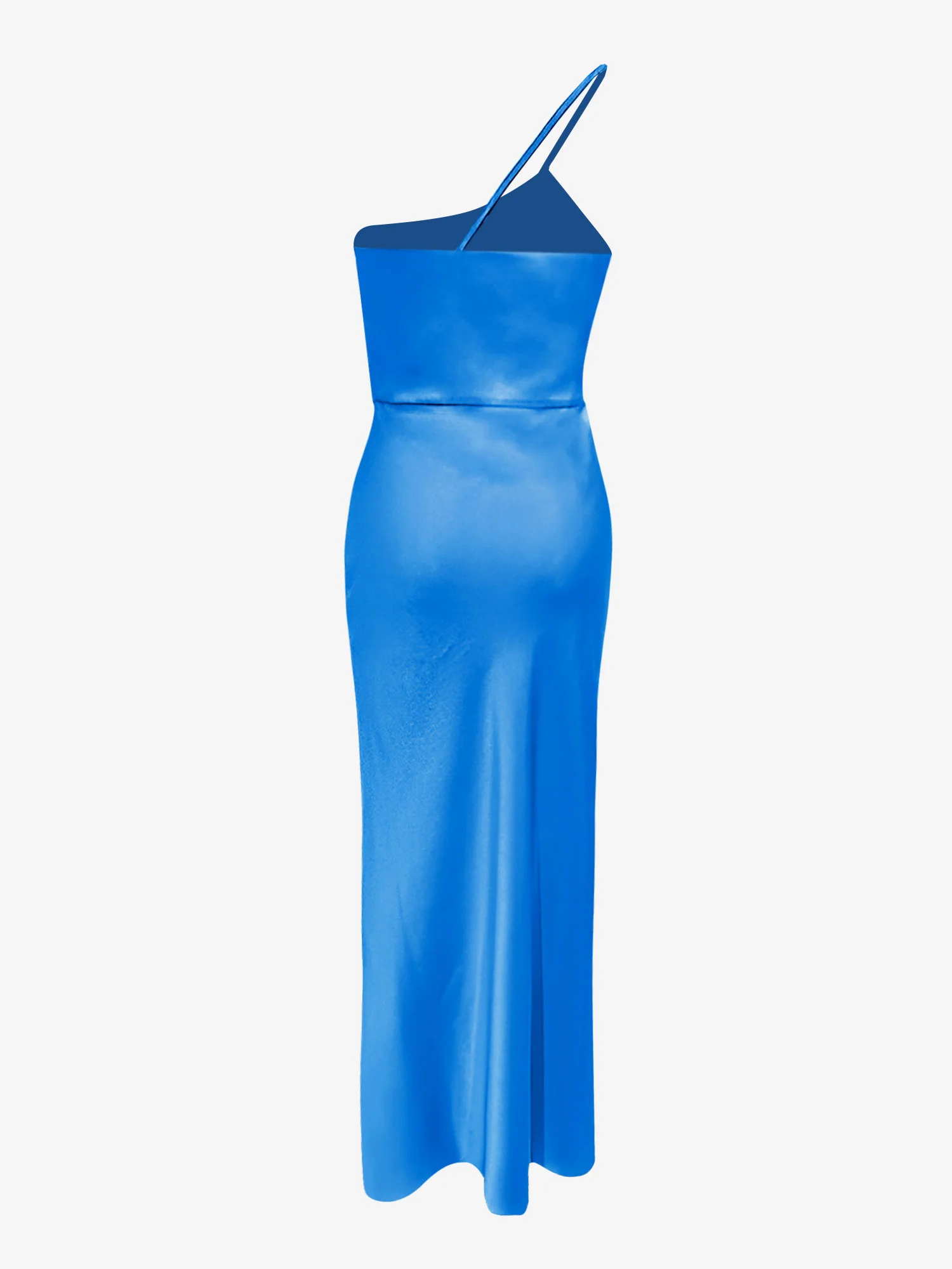 One Shoulder Spaghetti Strap Backless Satin Dress