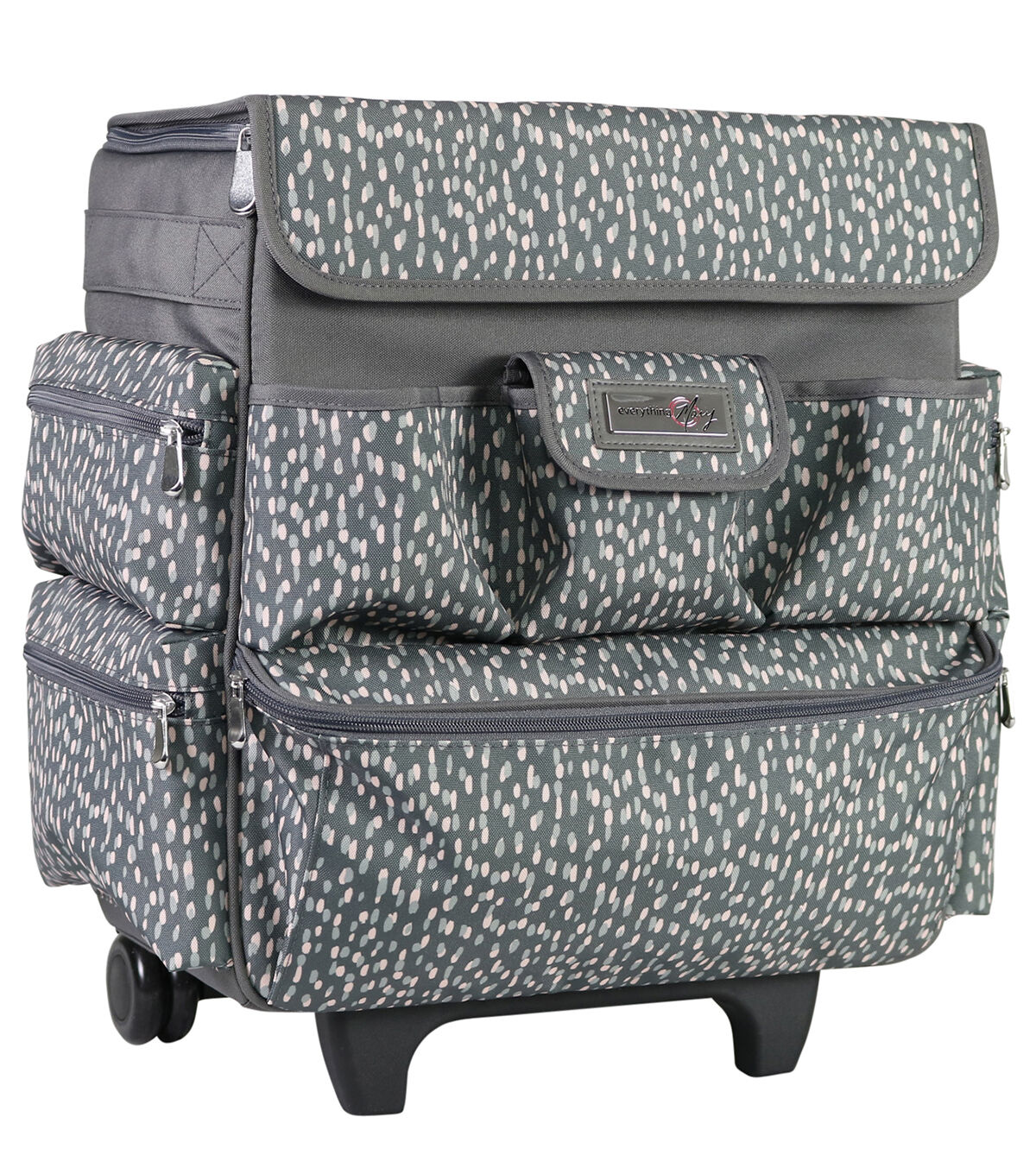 Everything Mary 18 Gray & White Teacher Rolling Tote