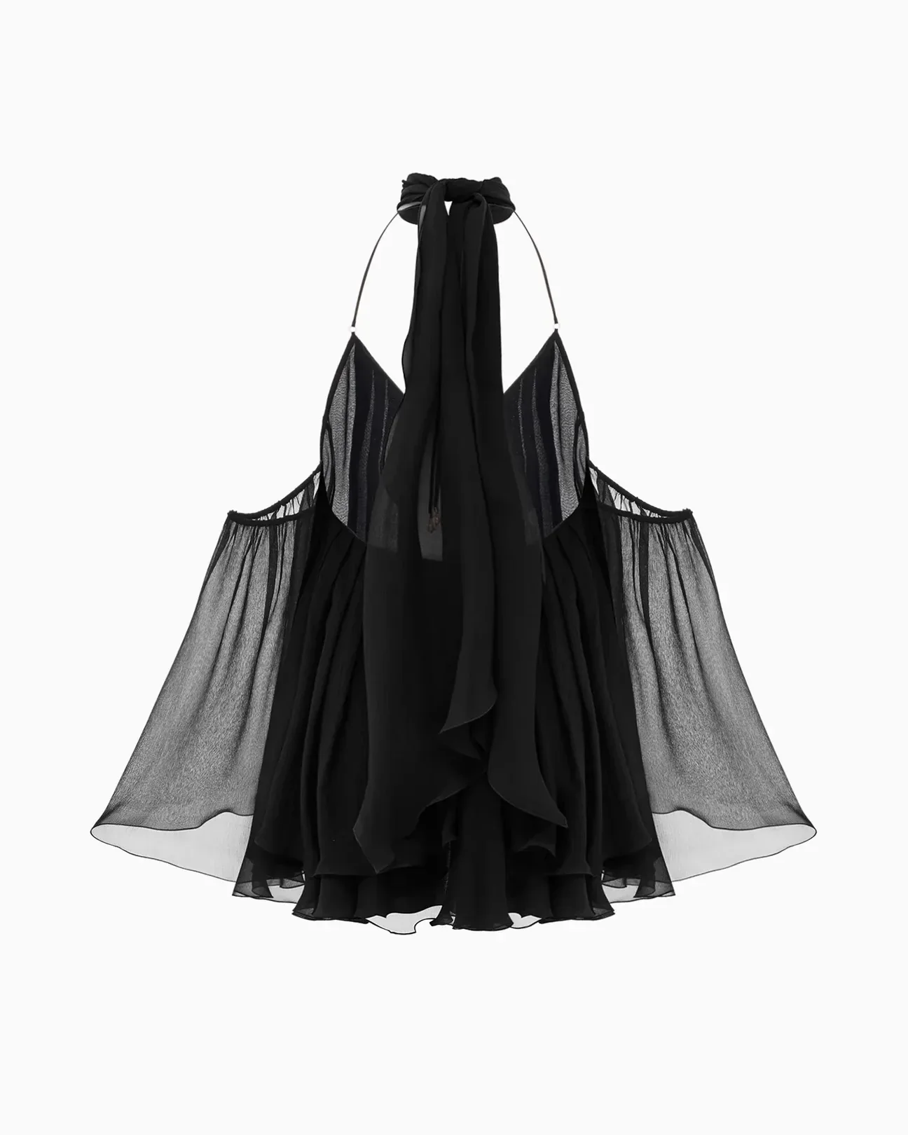 Bell Sleeve Off-Shoulder Chocker A-line Frill Mini Dress