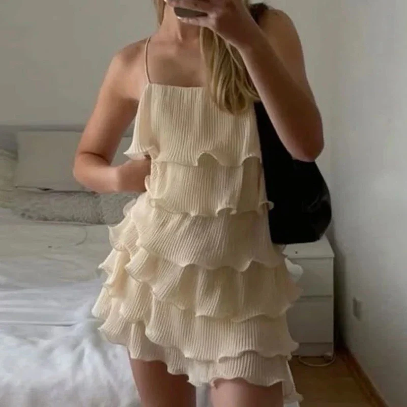 Layer Ruffles Cami Mini Dress