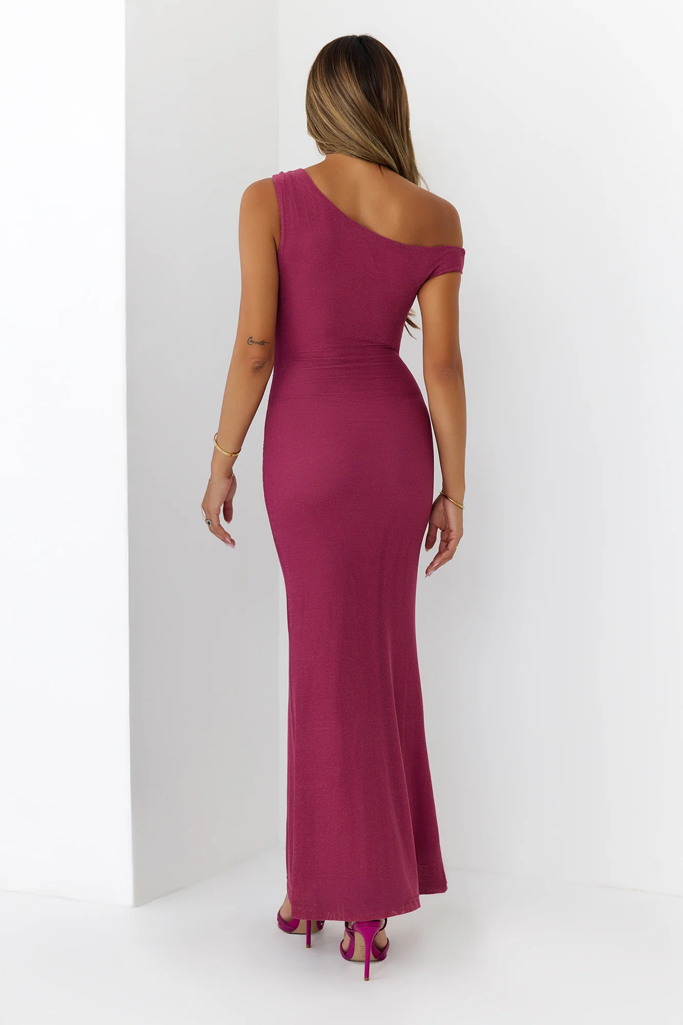 Want The Best Off Shoulder Maxi Dress Plum