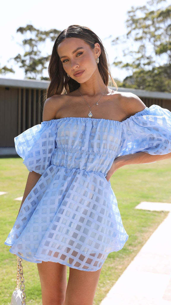 Backless off Shoulder Puff Sleeve High Waist Short Dress for
