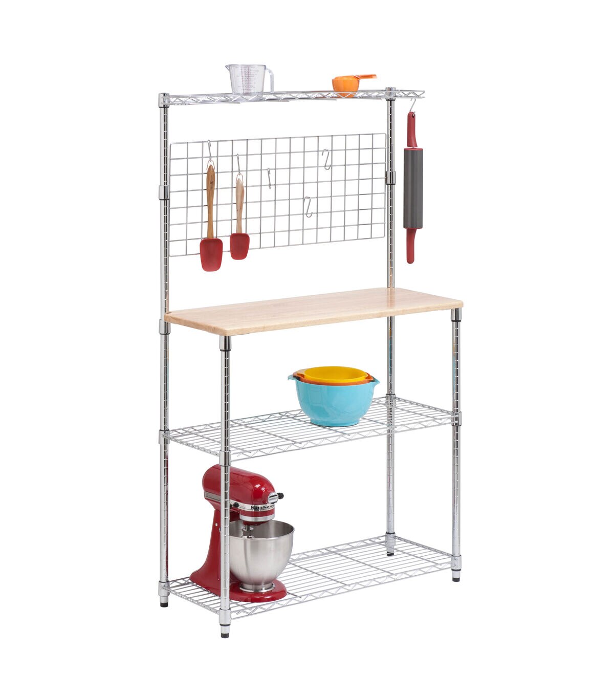 Honey Can Do 36 x 61 Chrome 4 Tier Baker's Rack With Grid Storage
