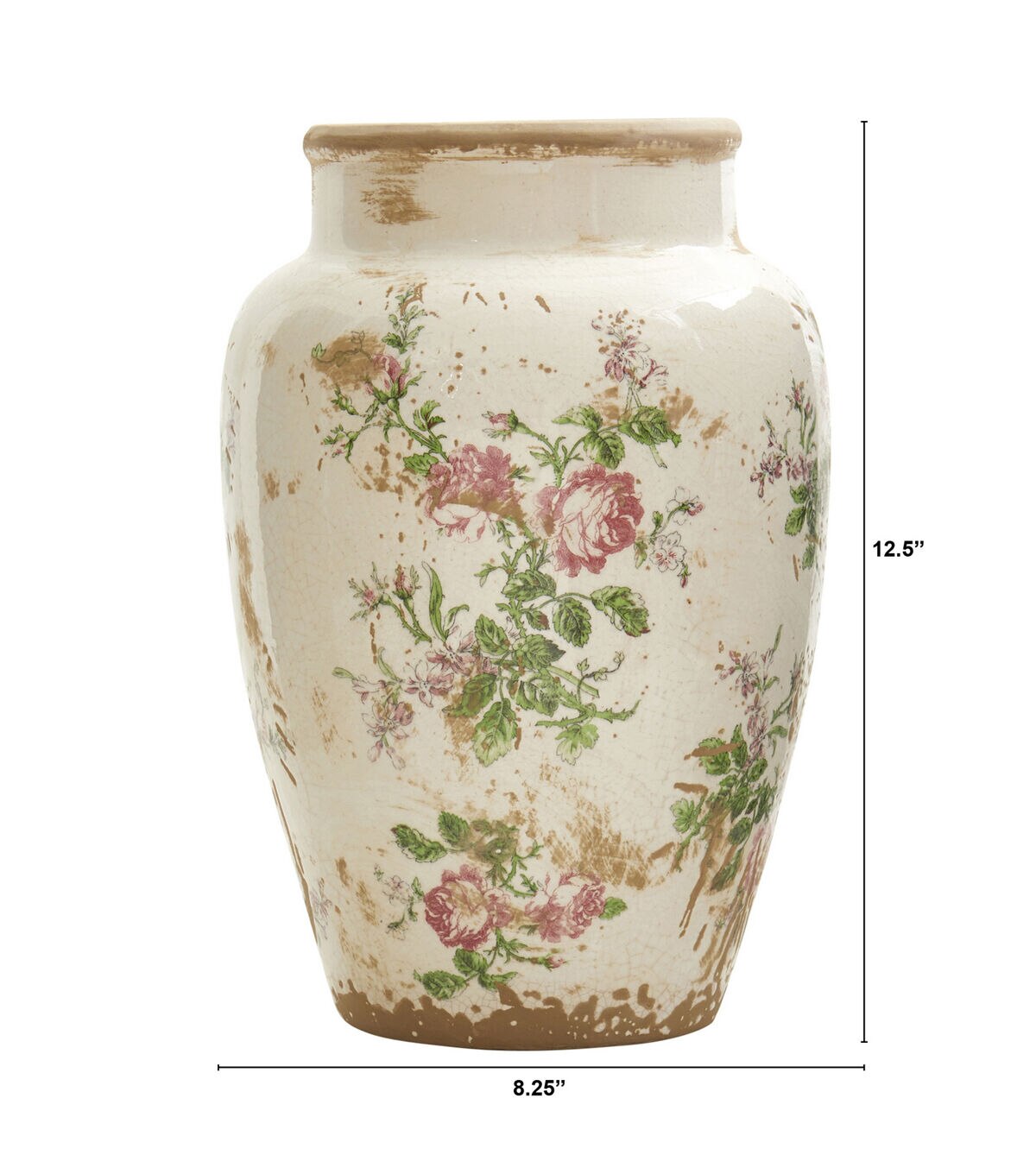 Nearly Natural 12.5 Tuscan Ceramic Floral Print Vase