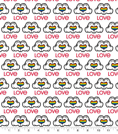 Pride Mickey Heart Hands Disney Cotton Fabric