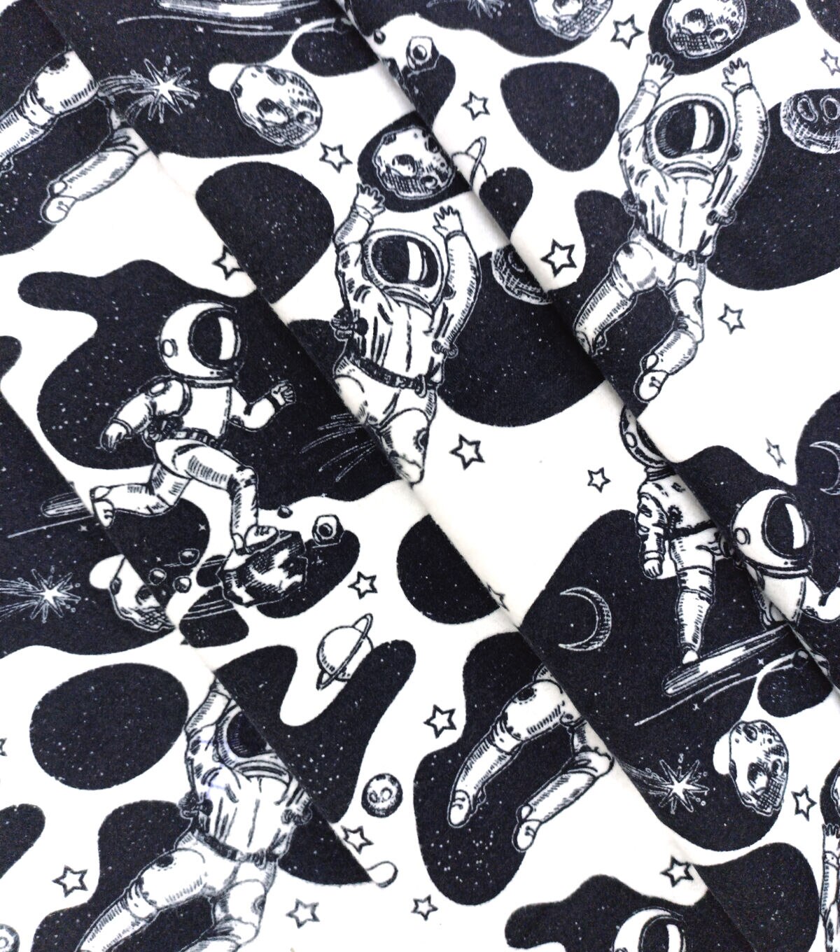 Skateboarding Astronaut Super Snuggle Flannel Fabric