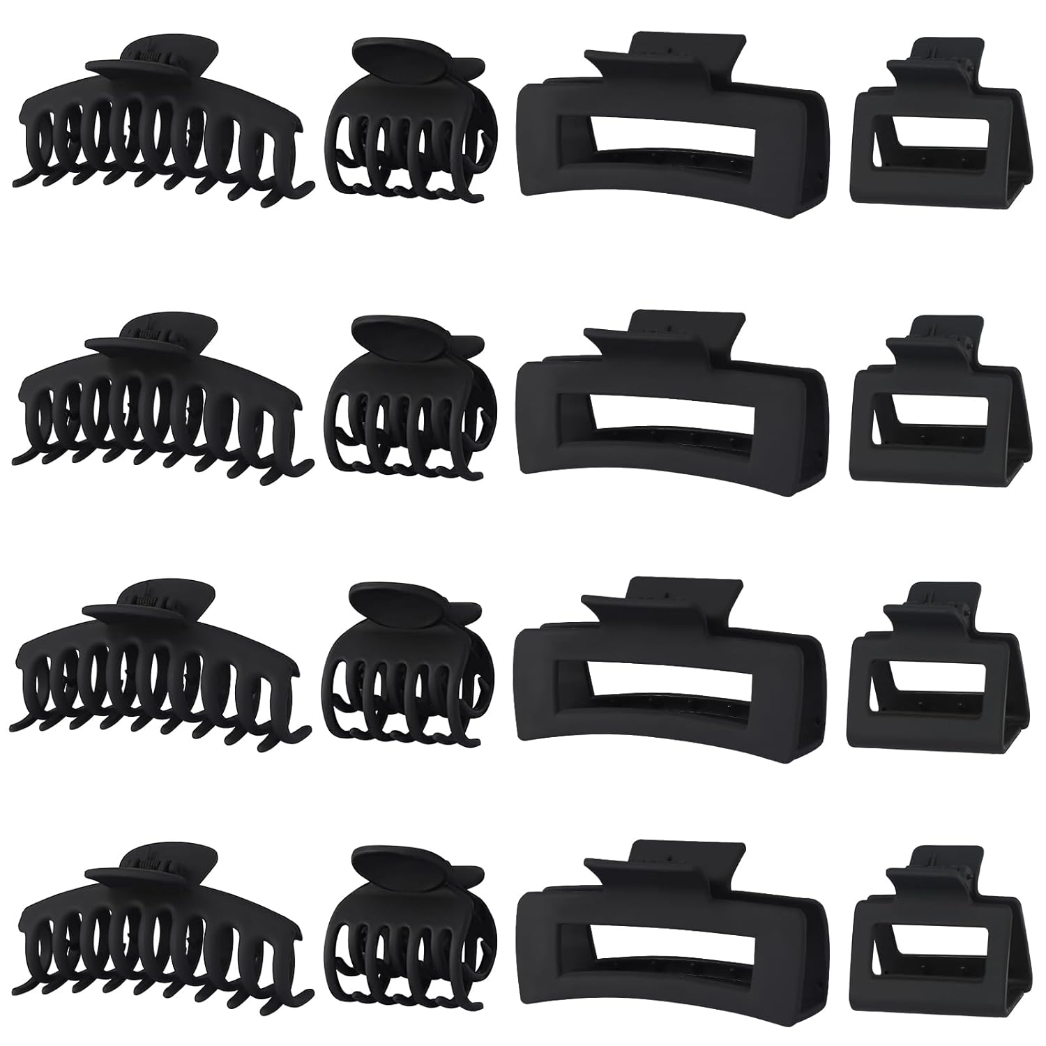 NEW LIVE Hair Clip 16 Count for Women - Hair Claws for Thin Thick Curly Hair - Large and Small Matte Banana Clips - Strong Hold Nonslip Hair Claws - Various Sizes and Styles