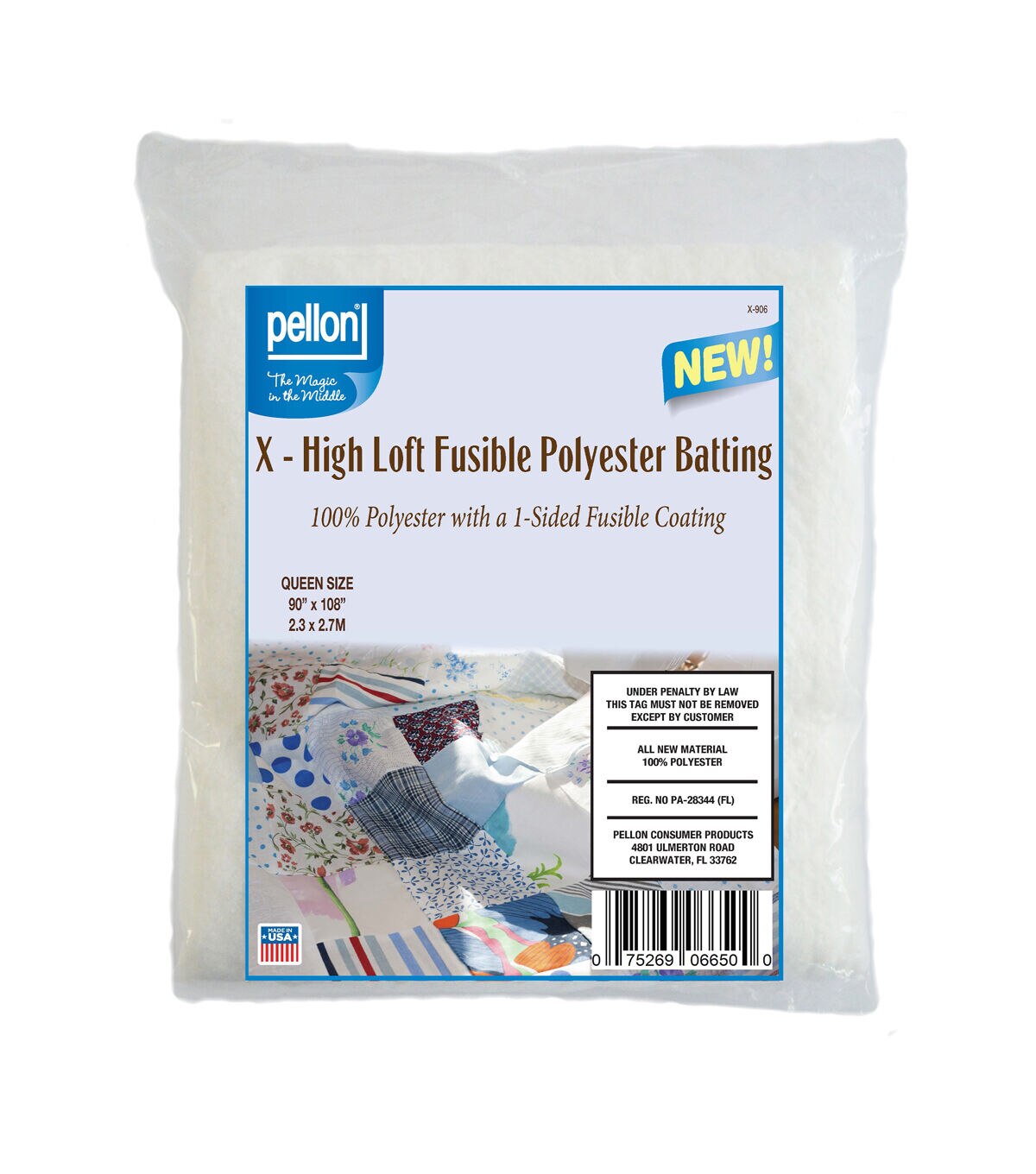 Pellon 1 Sided Fusible Polyester Batting 90 x 108