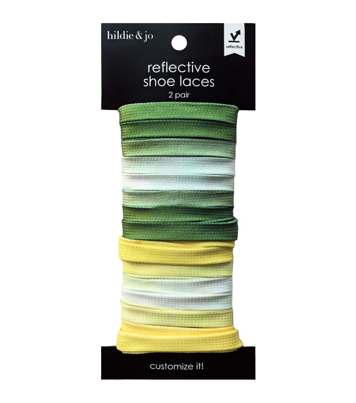 40 Yellow & Green Ombre Reflective Shoe Laces 2ct by hildie & jo