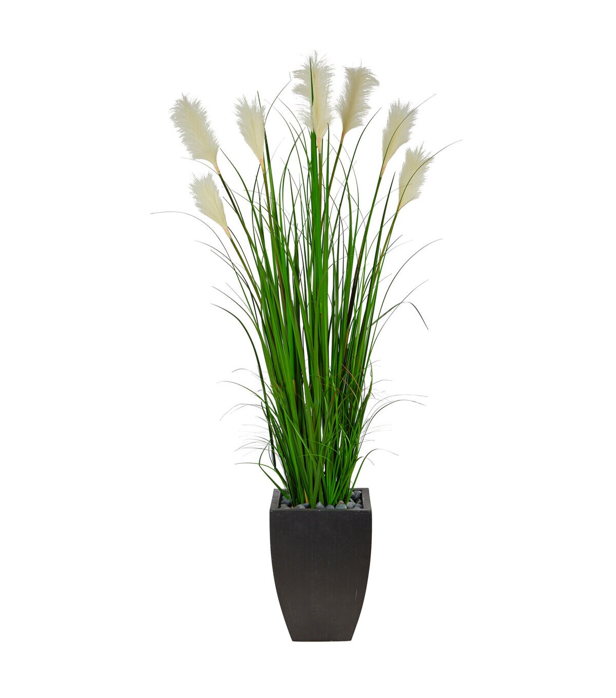 Nearly Natural 64 Wheat Plume Grass Artificial Plant in Black Planter