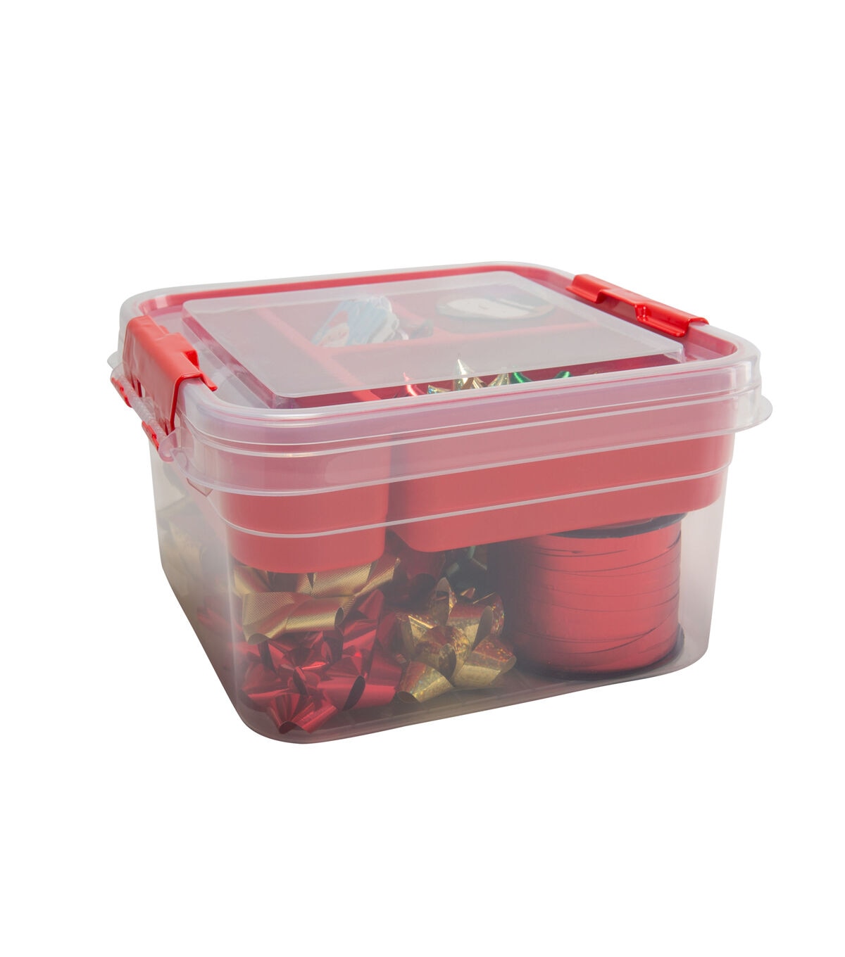 Simplify 9.5 x 4.5 Red 5 Compartment Gift Supply Storage Box