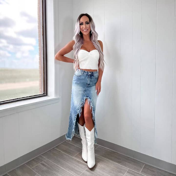 High Waist Irregular To Make Old Washed Skirt