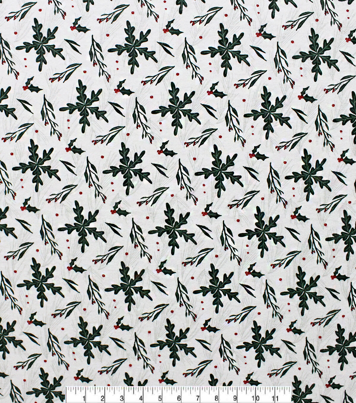 Green Holly Super Snuggle Christmas Flannel Fabric