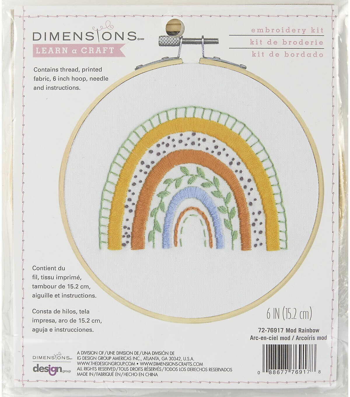 Dimensions Rainbow Embroidery Kit 6' Hoop