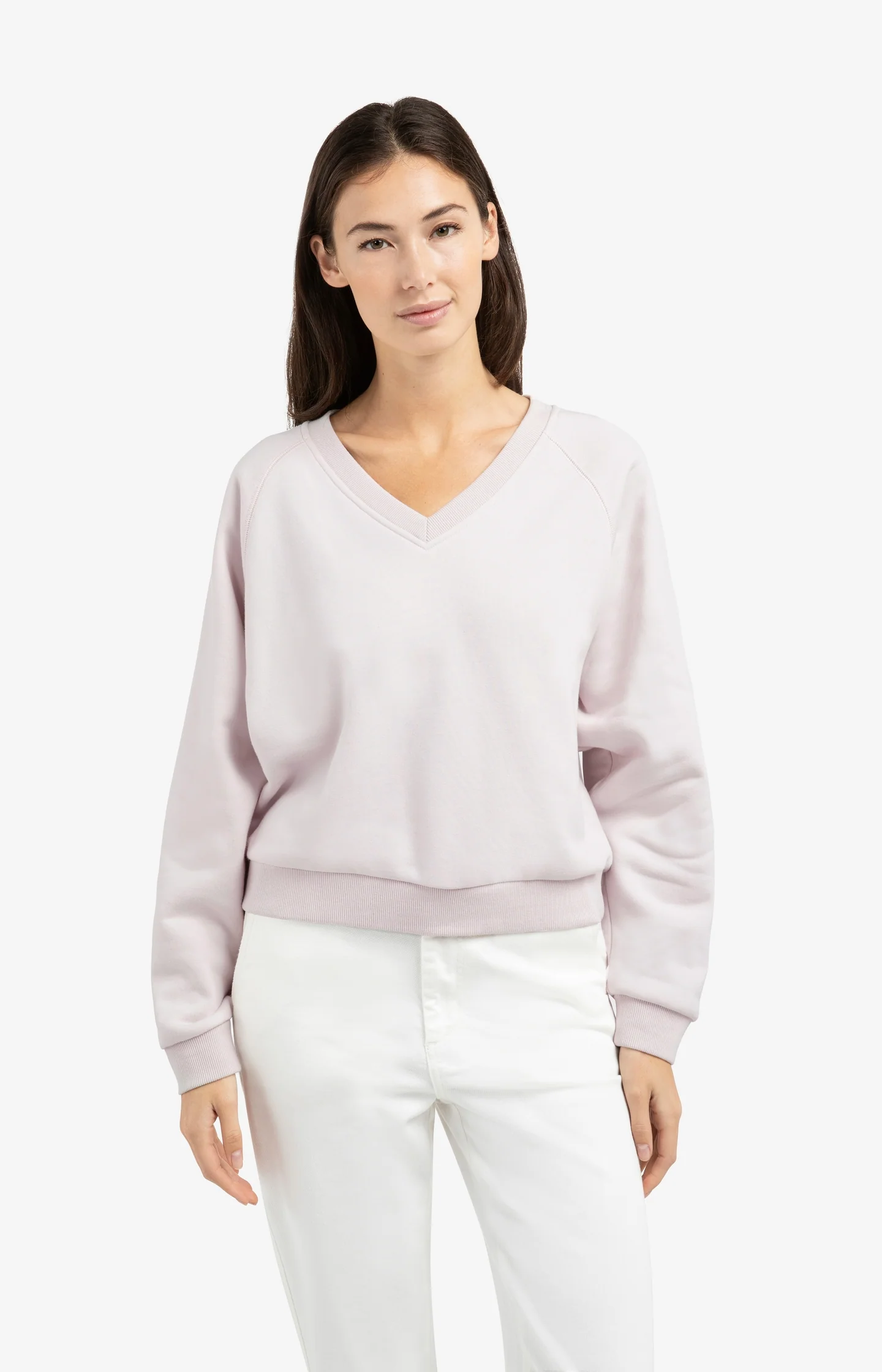 Sweater with V-neck and ribbed trims