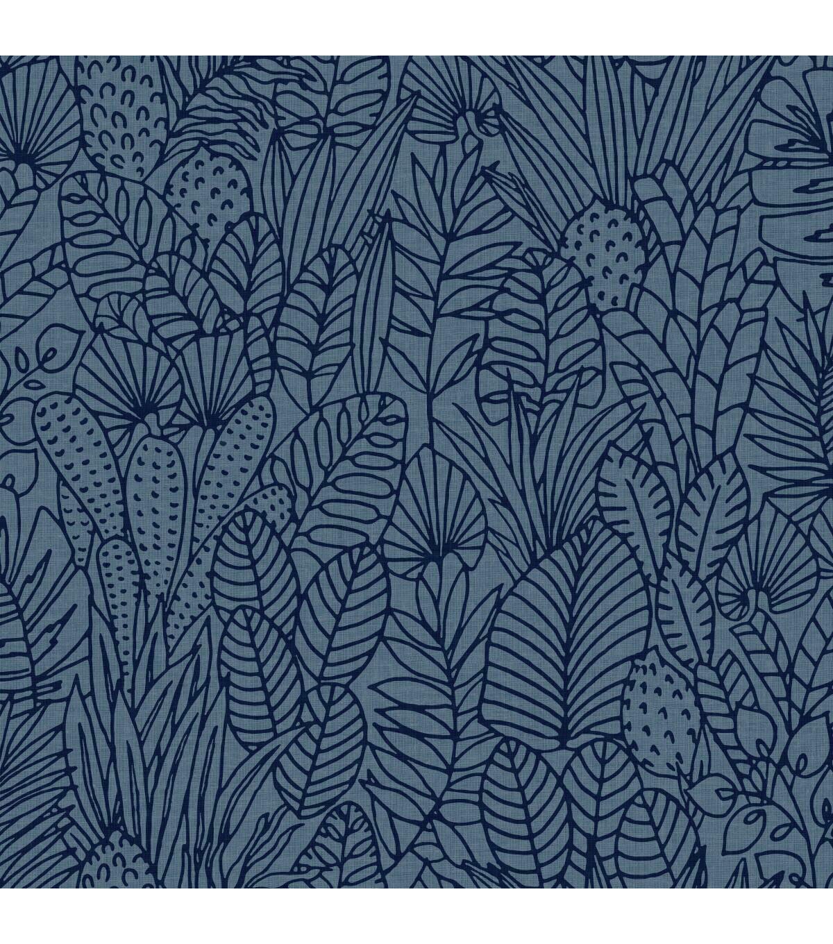 RoomMates Blue Tropical Leaves Sketch Peel & Stick Wallpaper