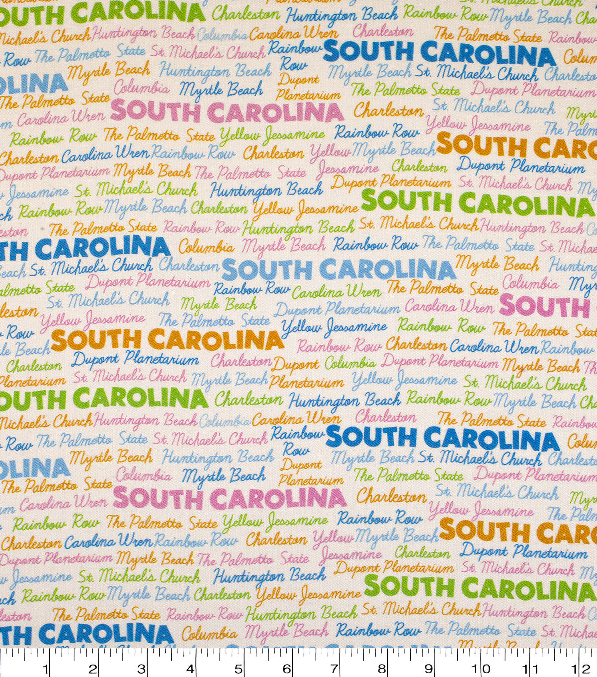 South Carolina Cotton Fabric Tossed Words