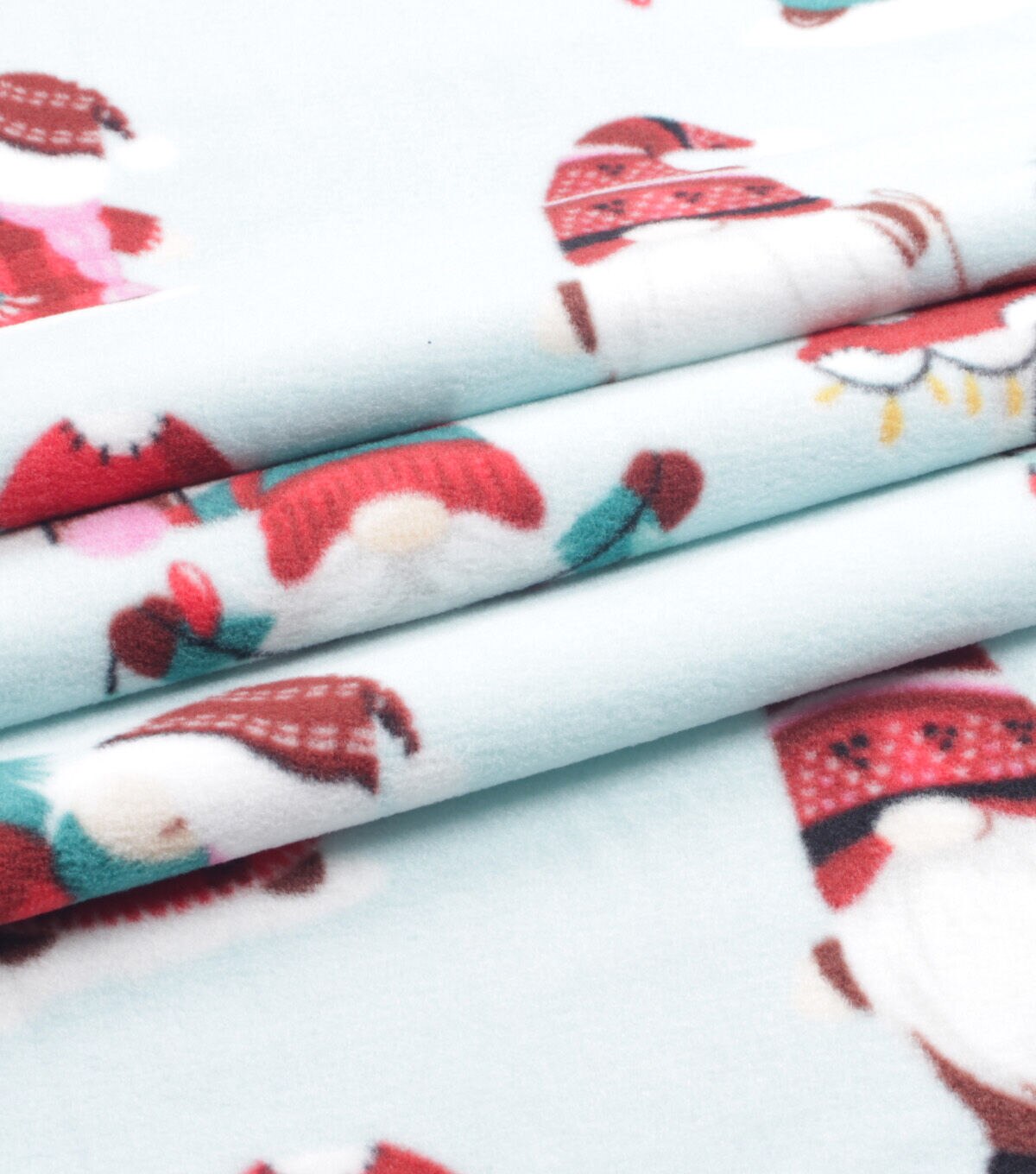 Christmas Gnomes on Blue Anti Pill Fleece Fabric