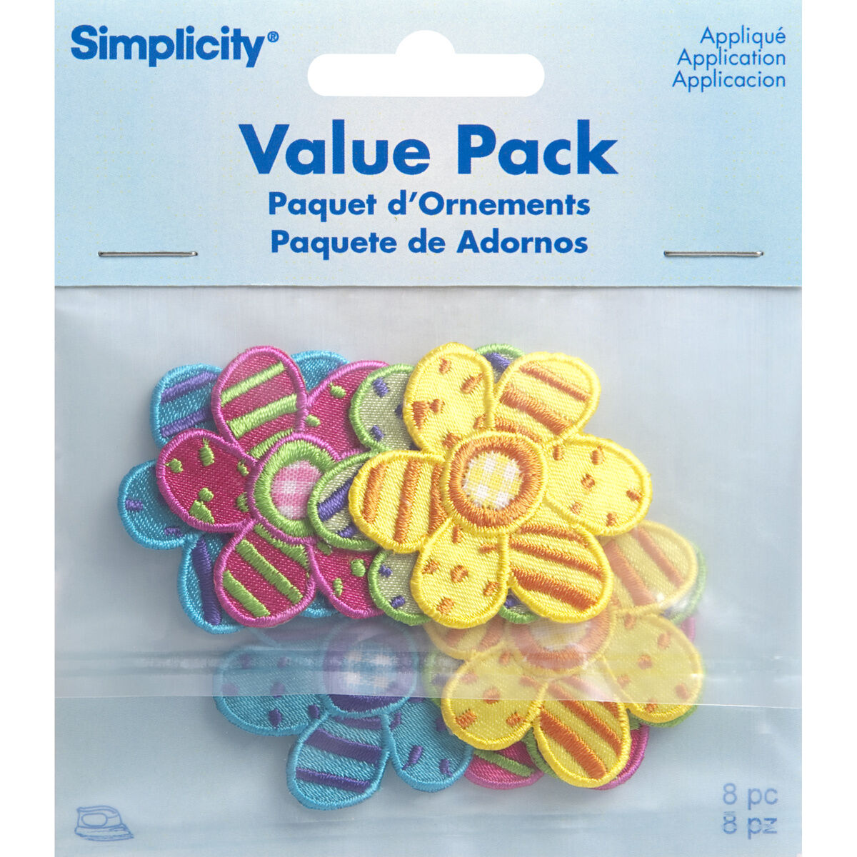 Simplicity 8ct Assorted Flowers Iron On Patches