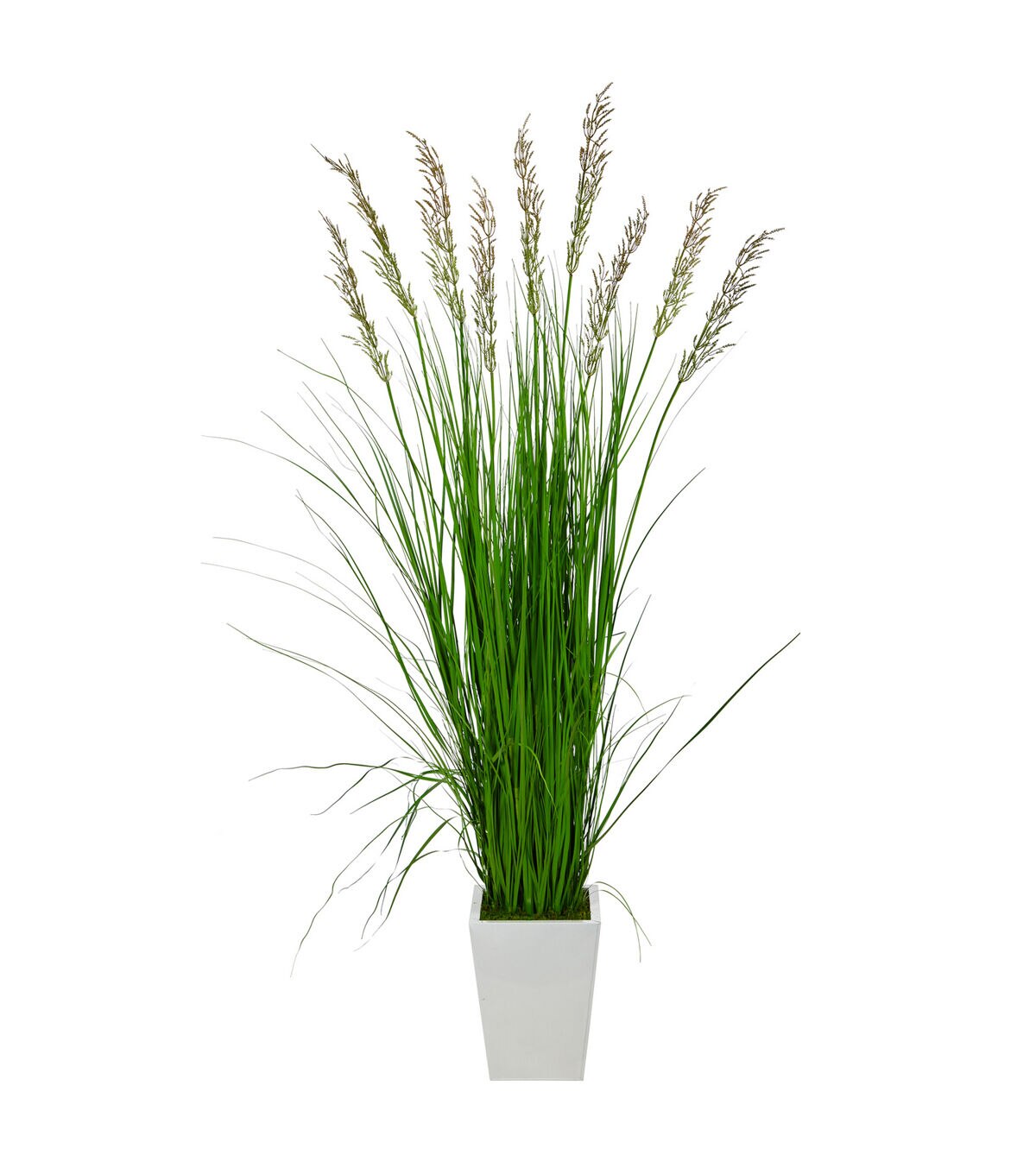 Nearly Natural 75 Grass Artificial Plant in White Metal Planter