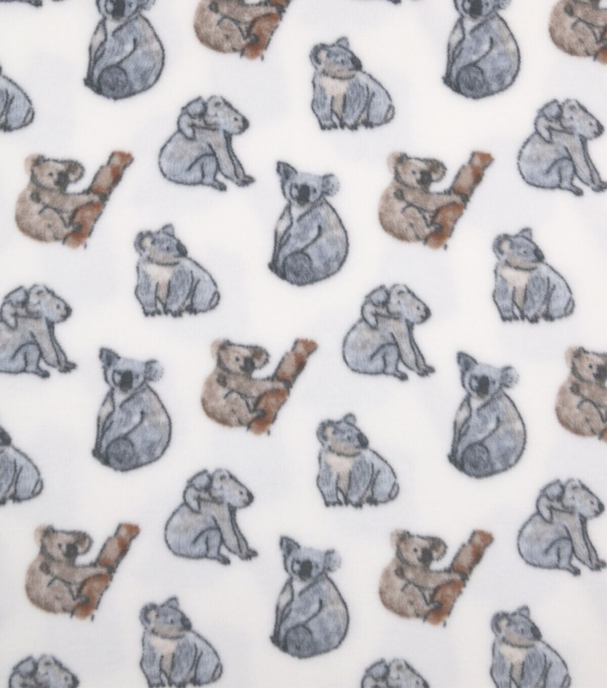 Koalas on White Anti Pill Fleece Fabric