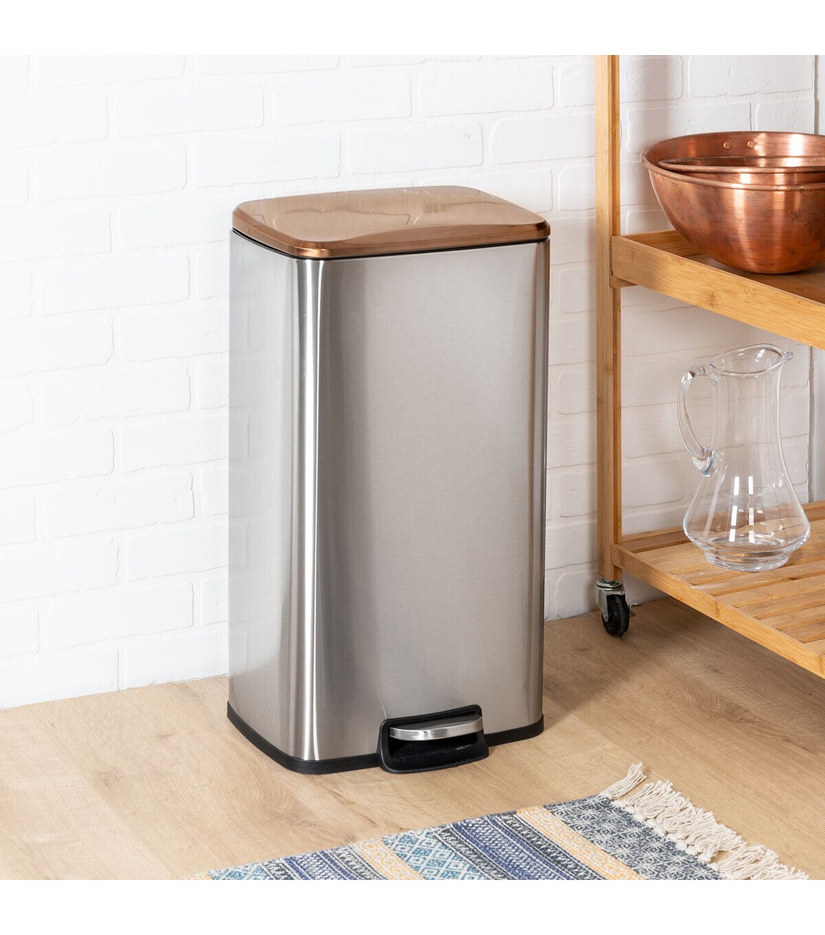 Honey Can Do 13.5 x 24 Rose Gold Stainless Steel Step Trash Cans 2ct