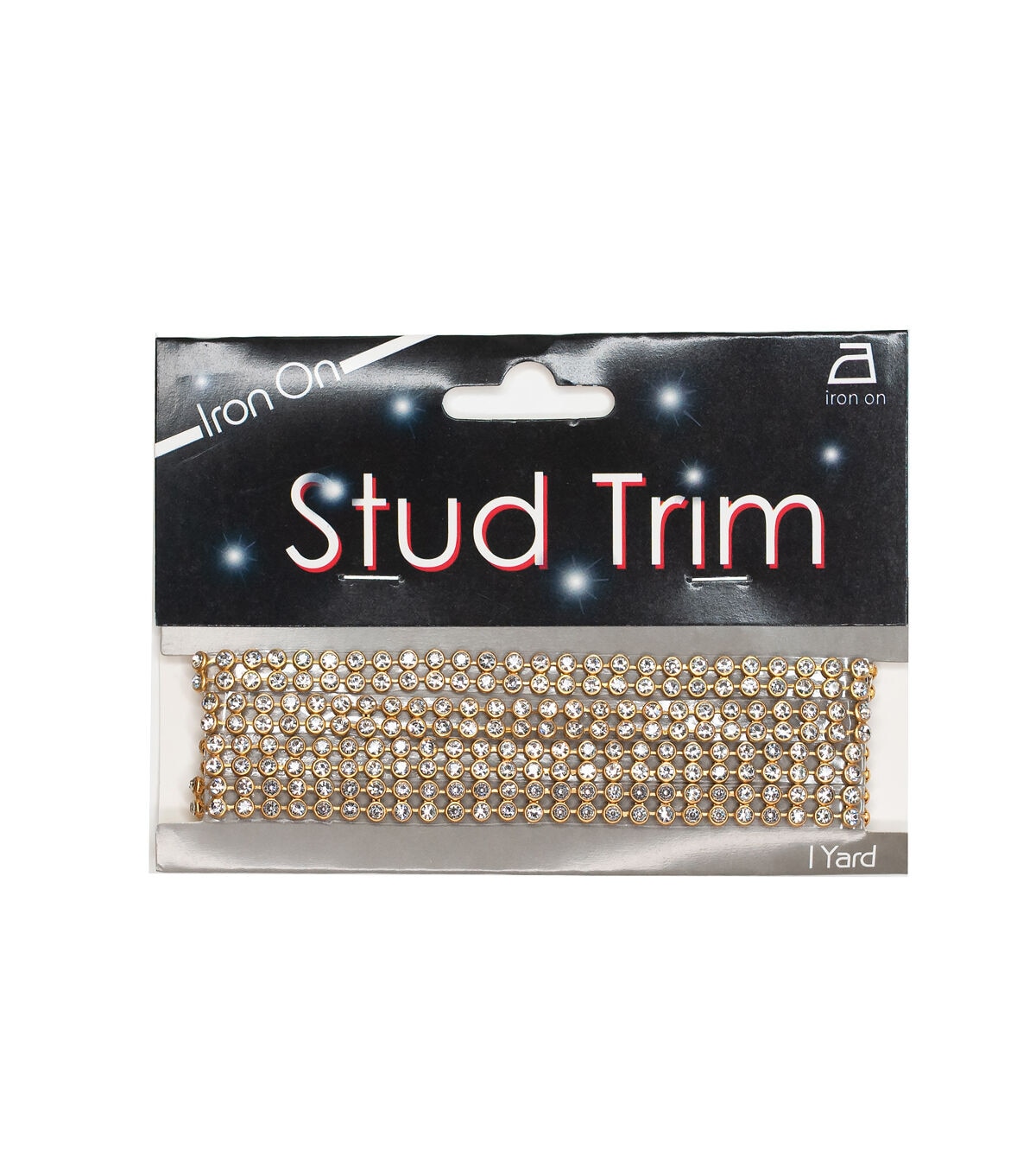 Iron on Stud Trim 0.5''x1 yds Gold