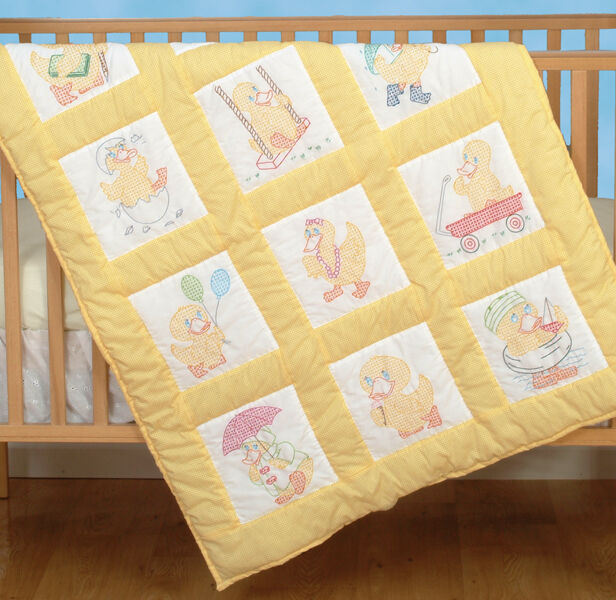Jack Dempsey 9 Baby Ducks Stamped Nursery Quilt Blocks 12ct