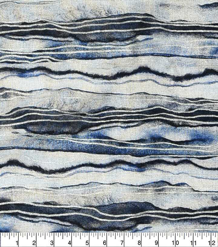 Stacked Linear Layers Blue 108 Wide Premium Cotton Fabric