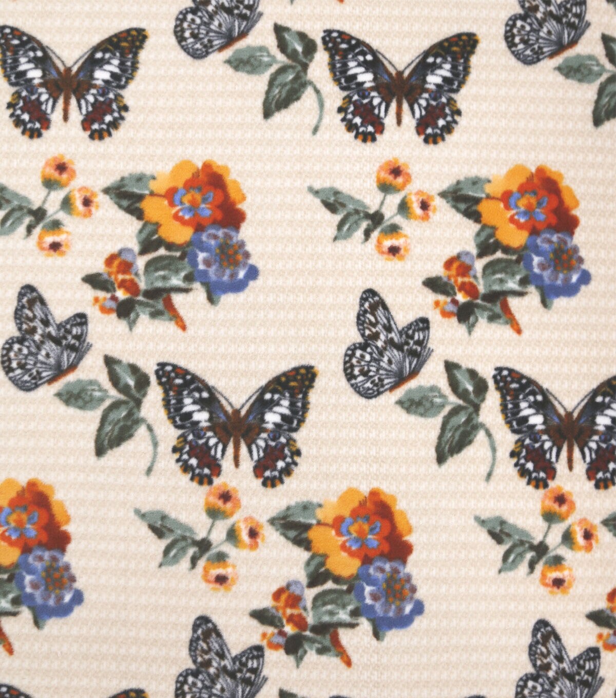 Fall Monarchs on Tan Anti Pill Fleece Fabric