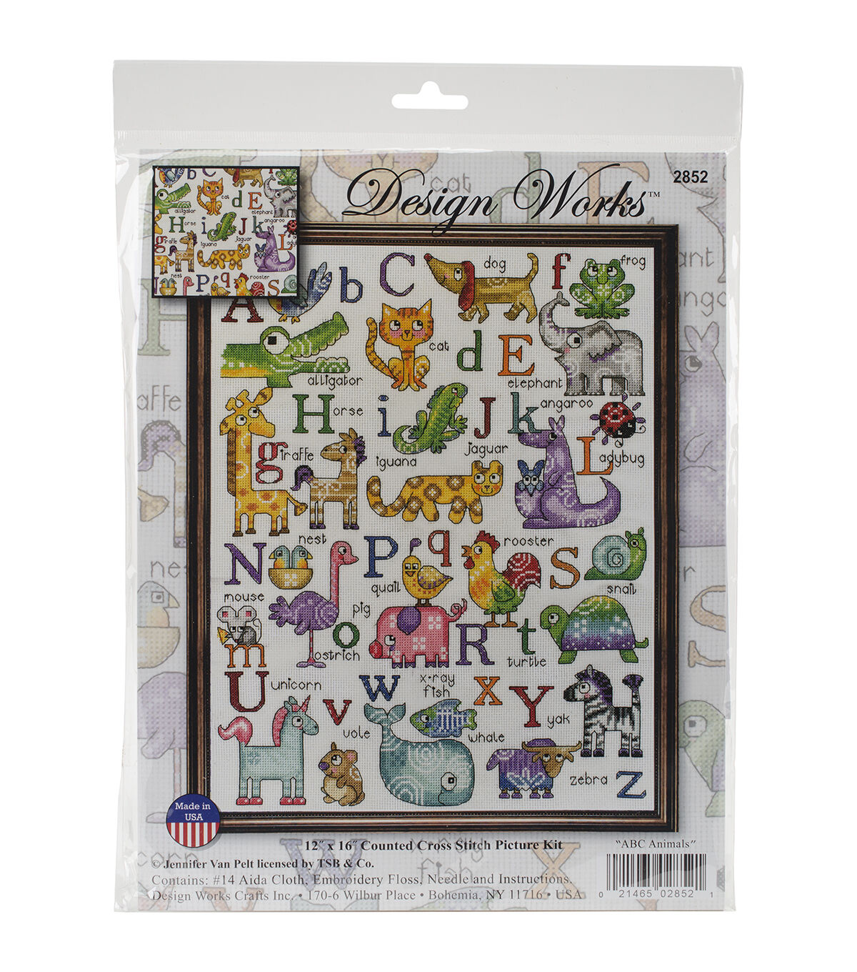 Design Works 12 x 16 ABC Animals Counted Cross Stitch Kit