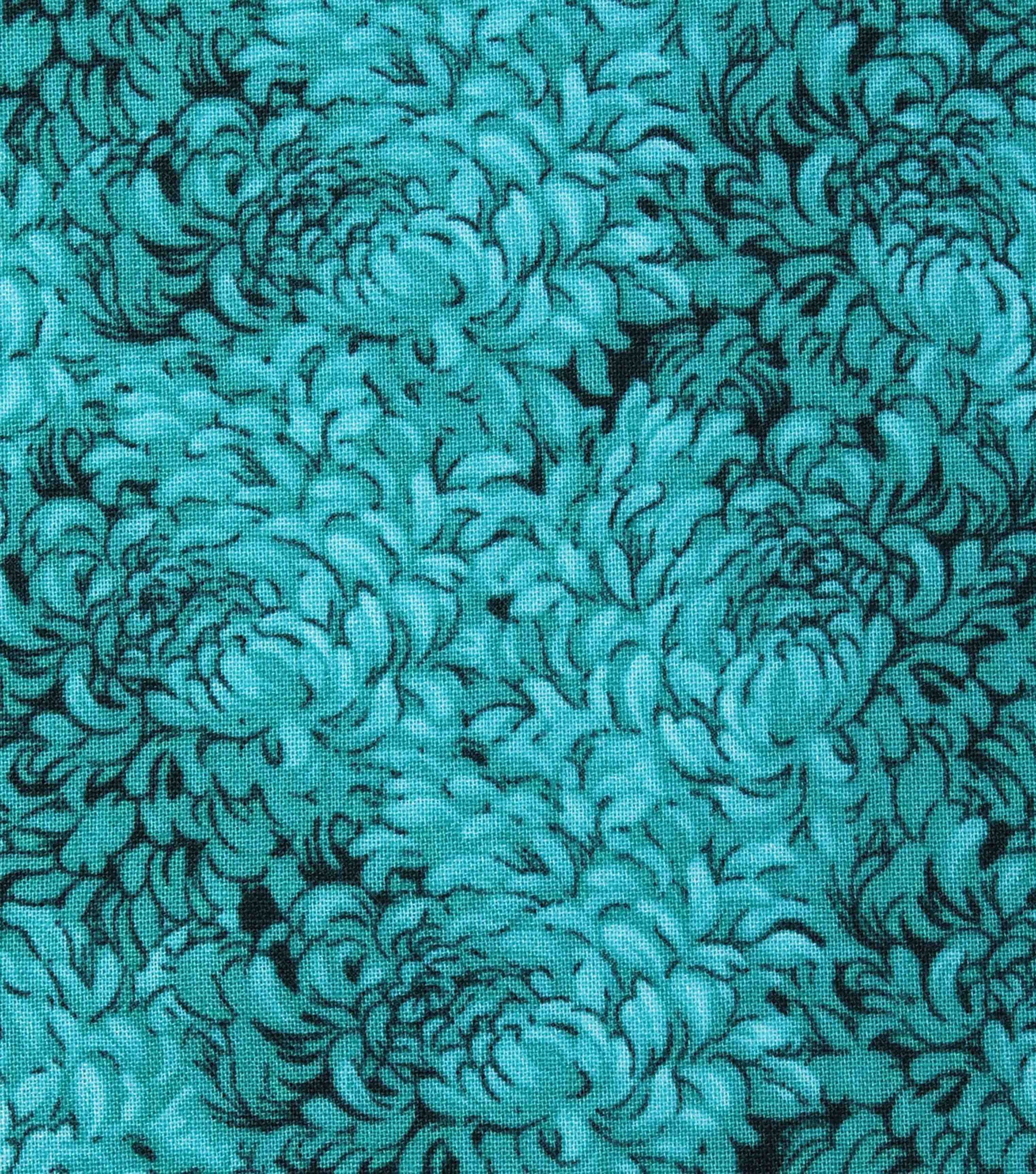 Teal Packed Petals Quilt Cotton Fabric by Keepsake Calico