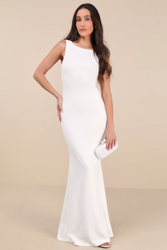 Love In Your Eyes Ivory Knotted Mermaid Maxi Dress