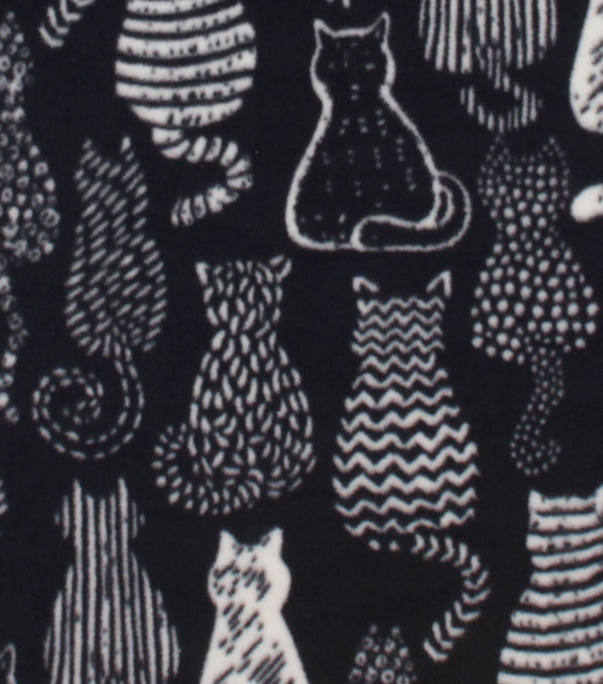 Cat Silhouettes on Black Anti Pill Plush Fleece